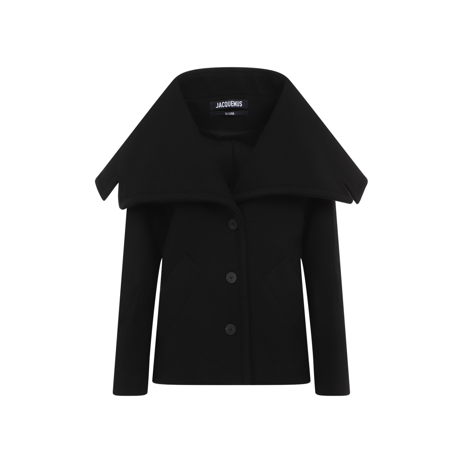 Jacquemus Caruso Coat With Adjustable Strap And Belted Back In Black