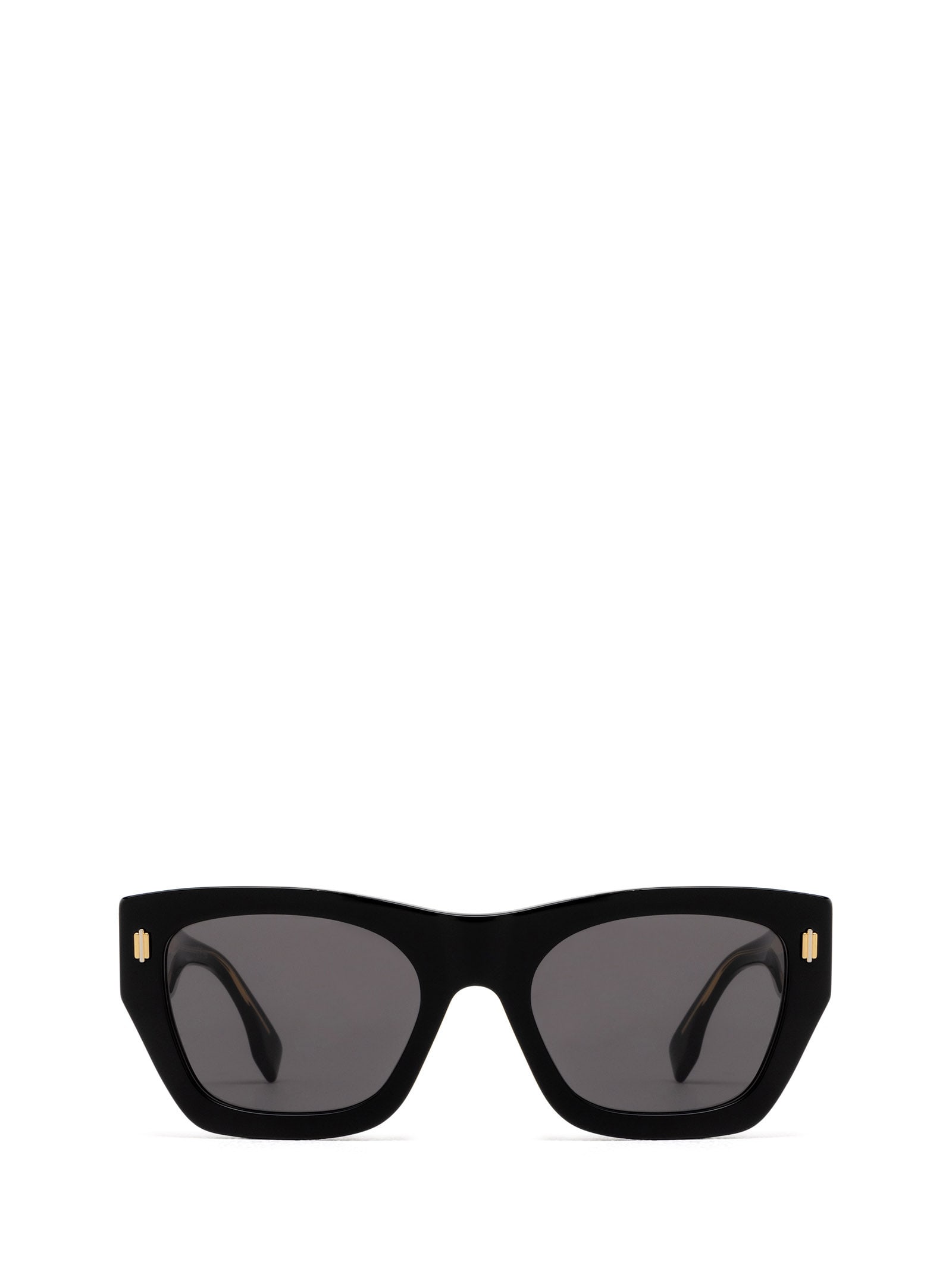 Fendi Roma Rectangular Sunglasses In Shiny Black