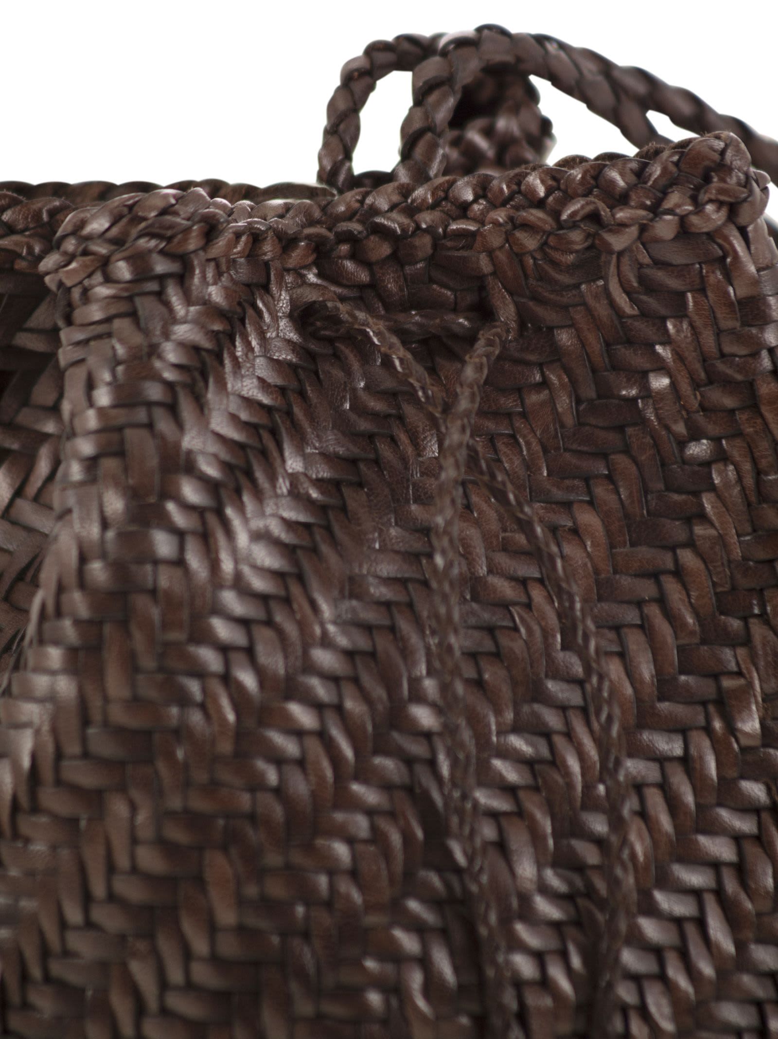 Dragon Diffusion Pompom Double Jump - Bucket Bag With Woven Leather