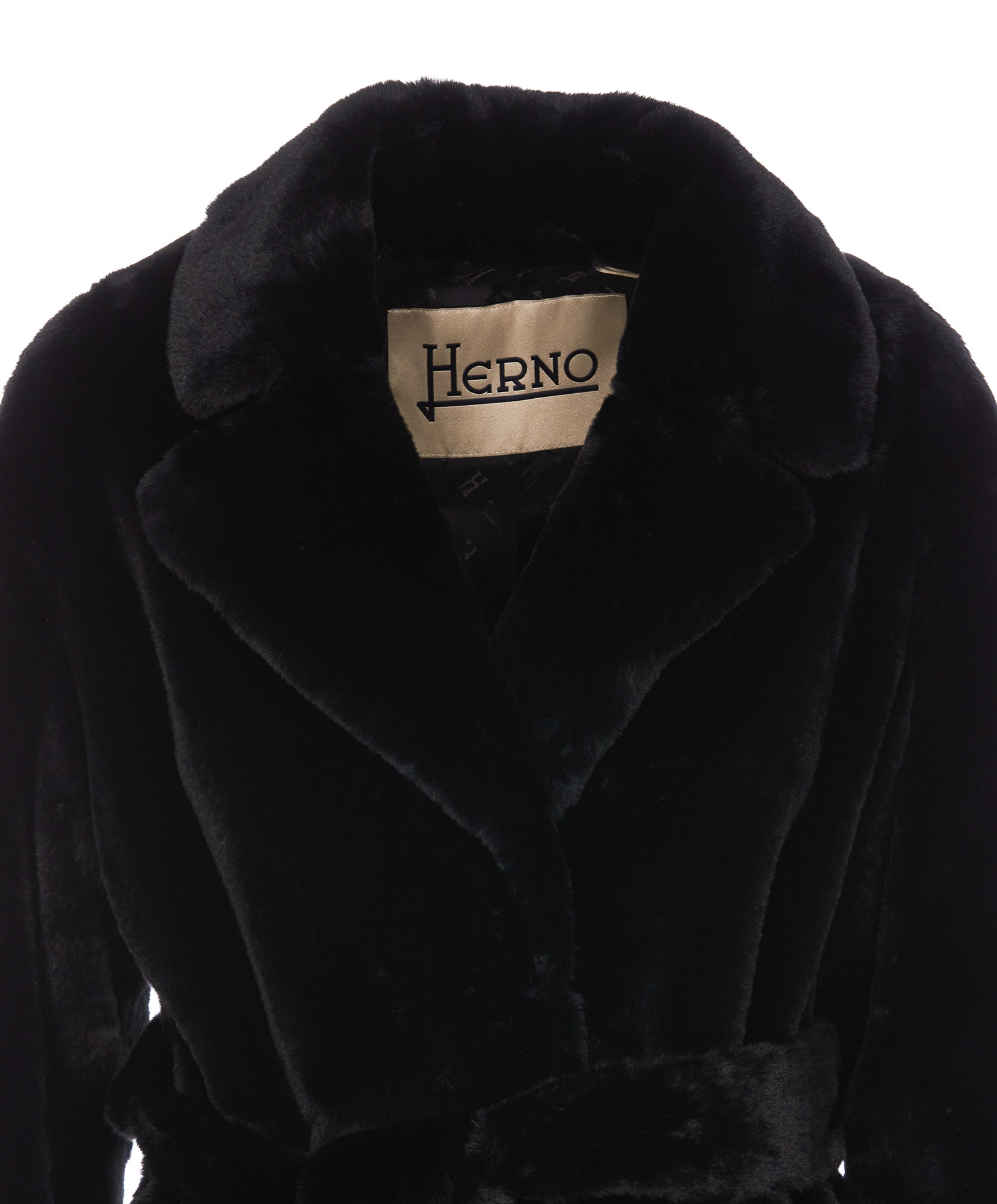 Shop Herno Soft Faux Fur Coat In Black