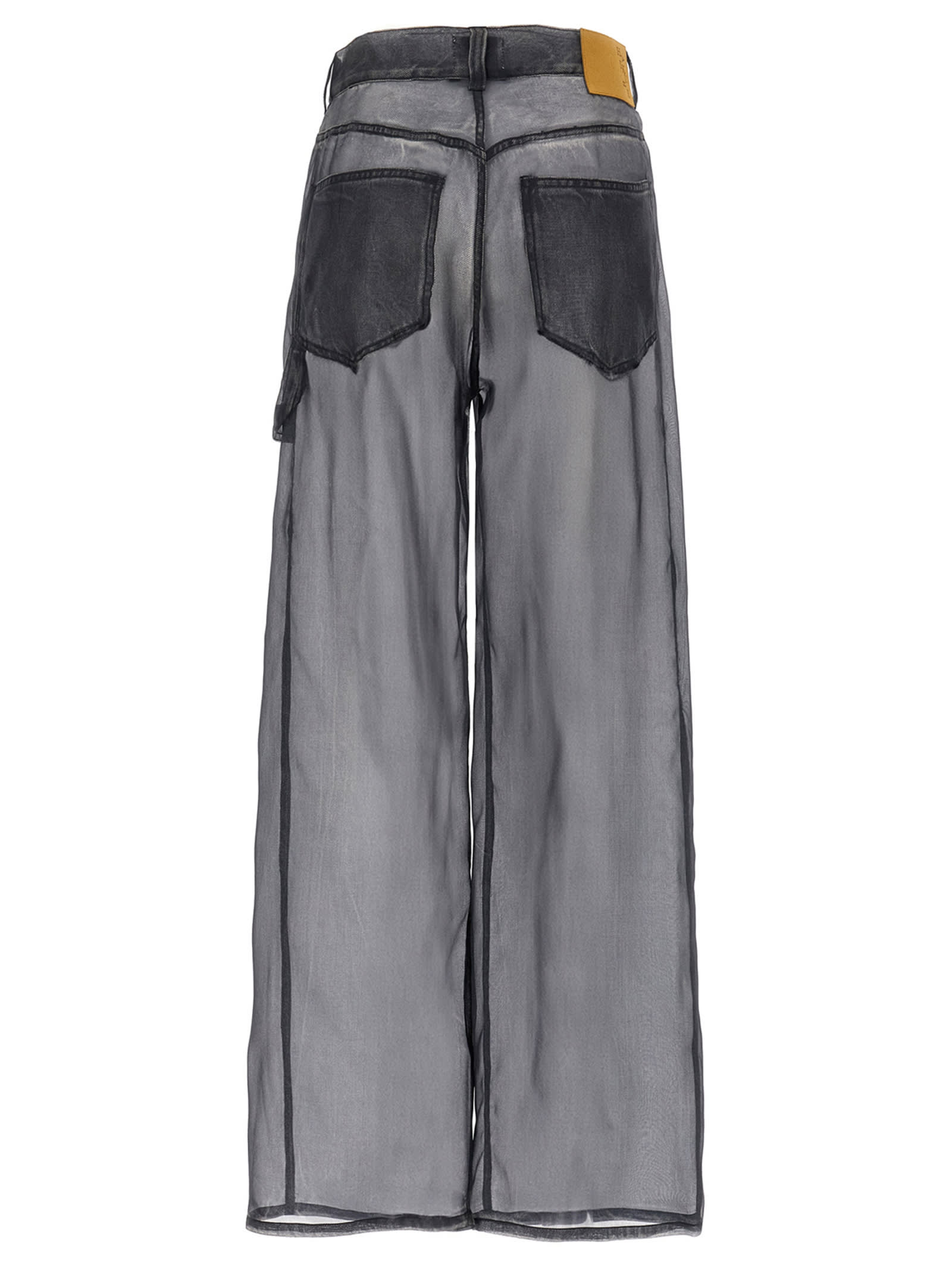 Haikure Winona Sheer Organza Pants In Black Denim Print
