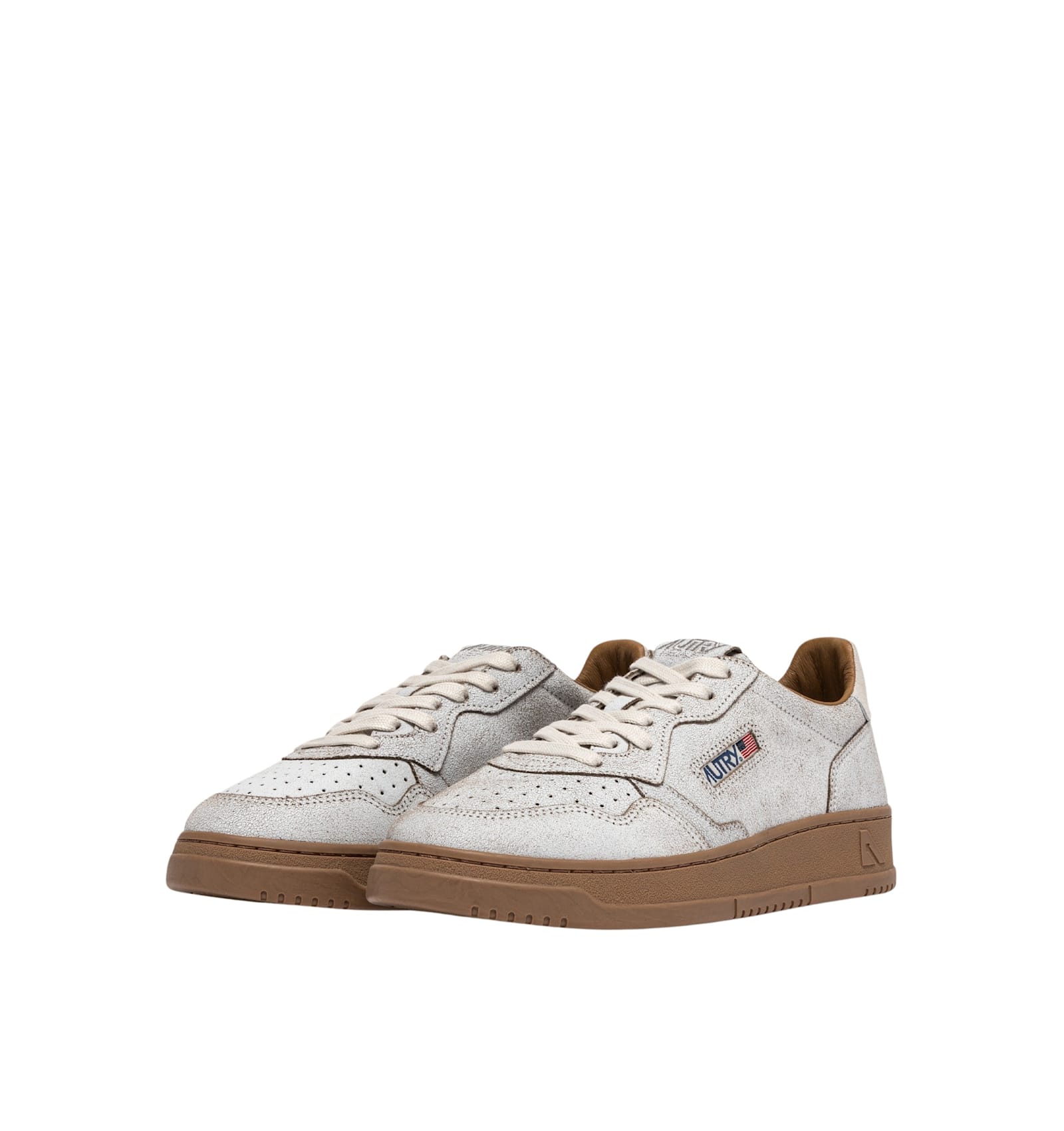 Autry Medalist Low Sue Scrap Wht Tobacco In White