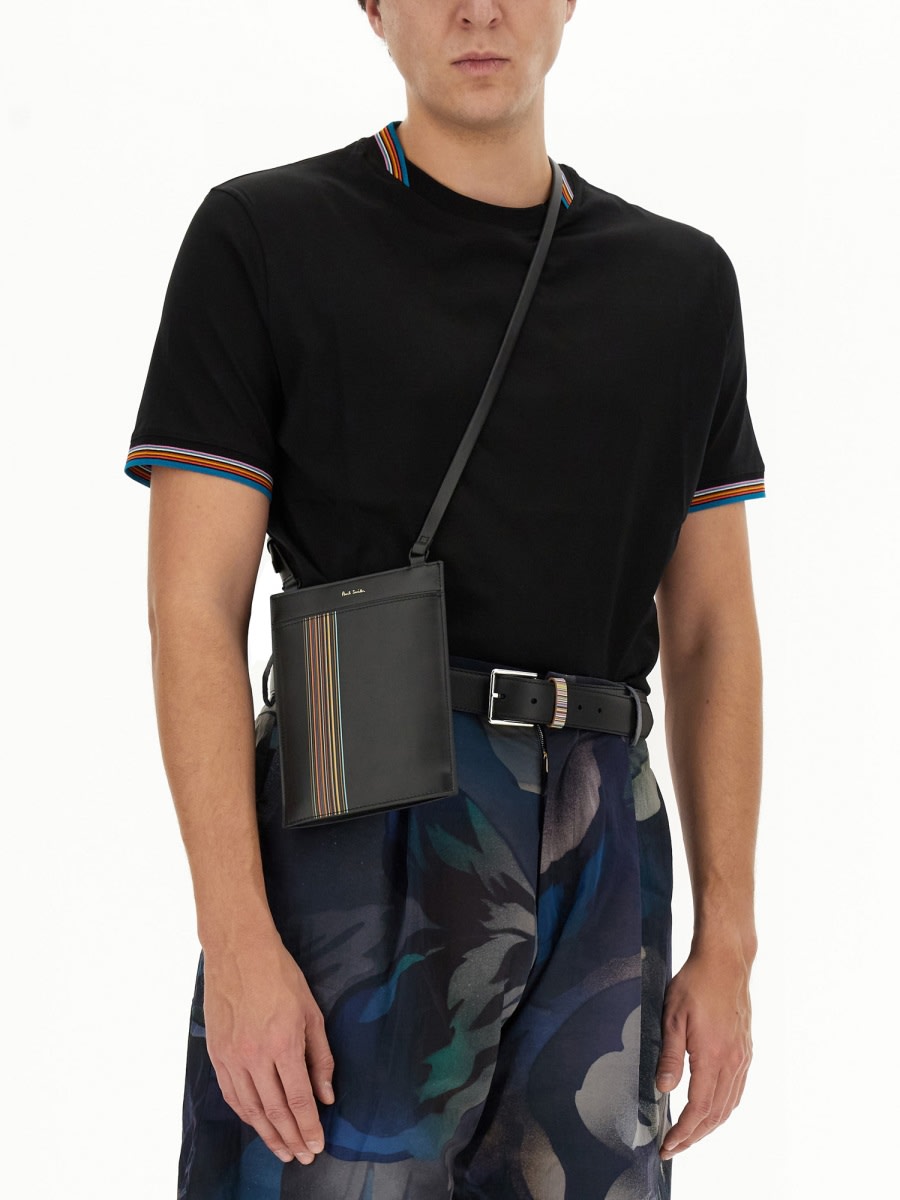 Shop Paul Smith Signature Stripe Shoulder Bag In Black
