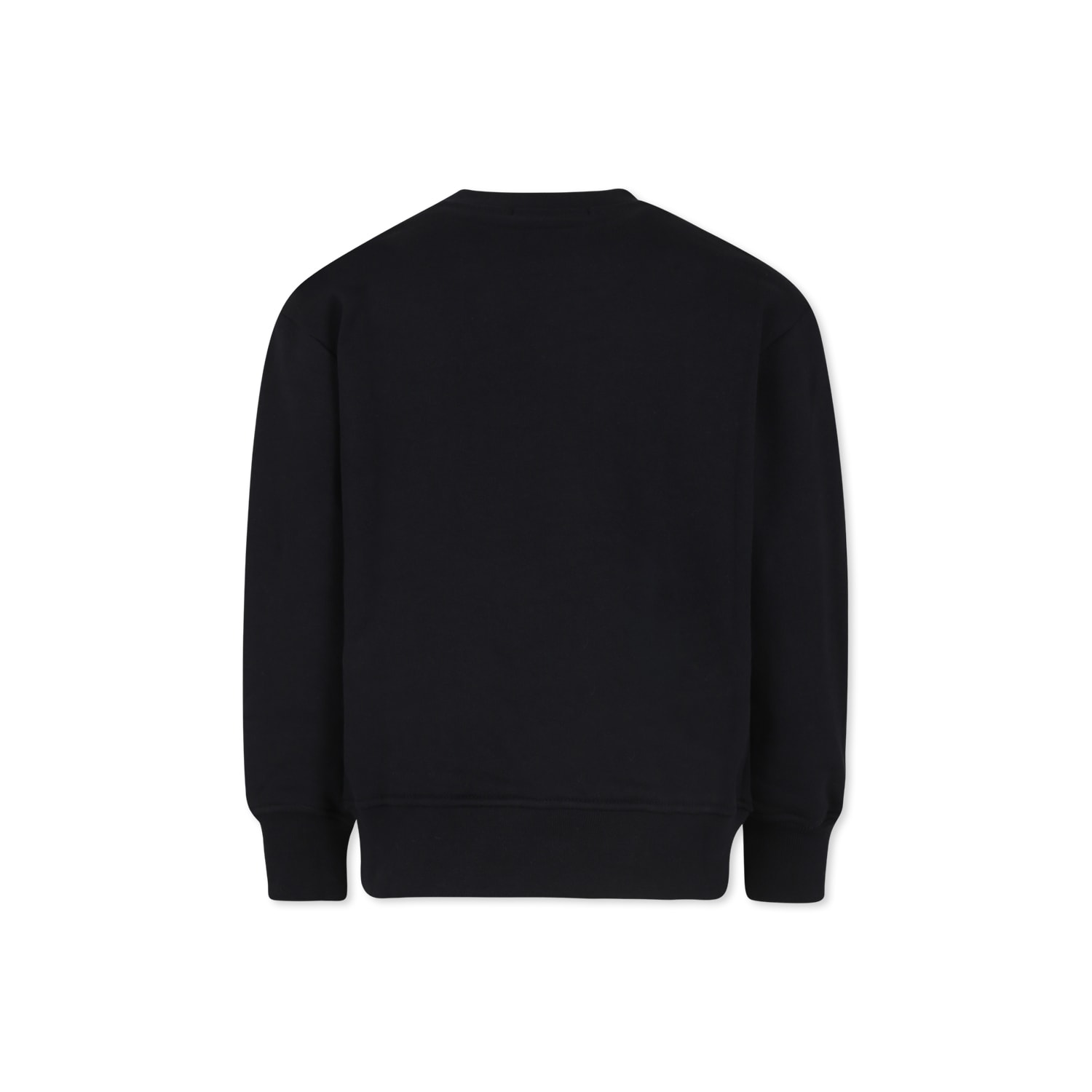Msgm Black Sweashirt For Kids With Logo In Black