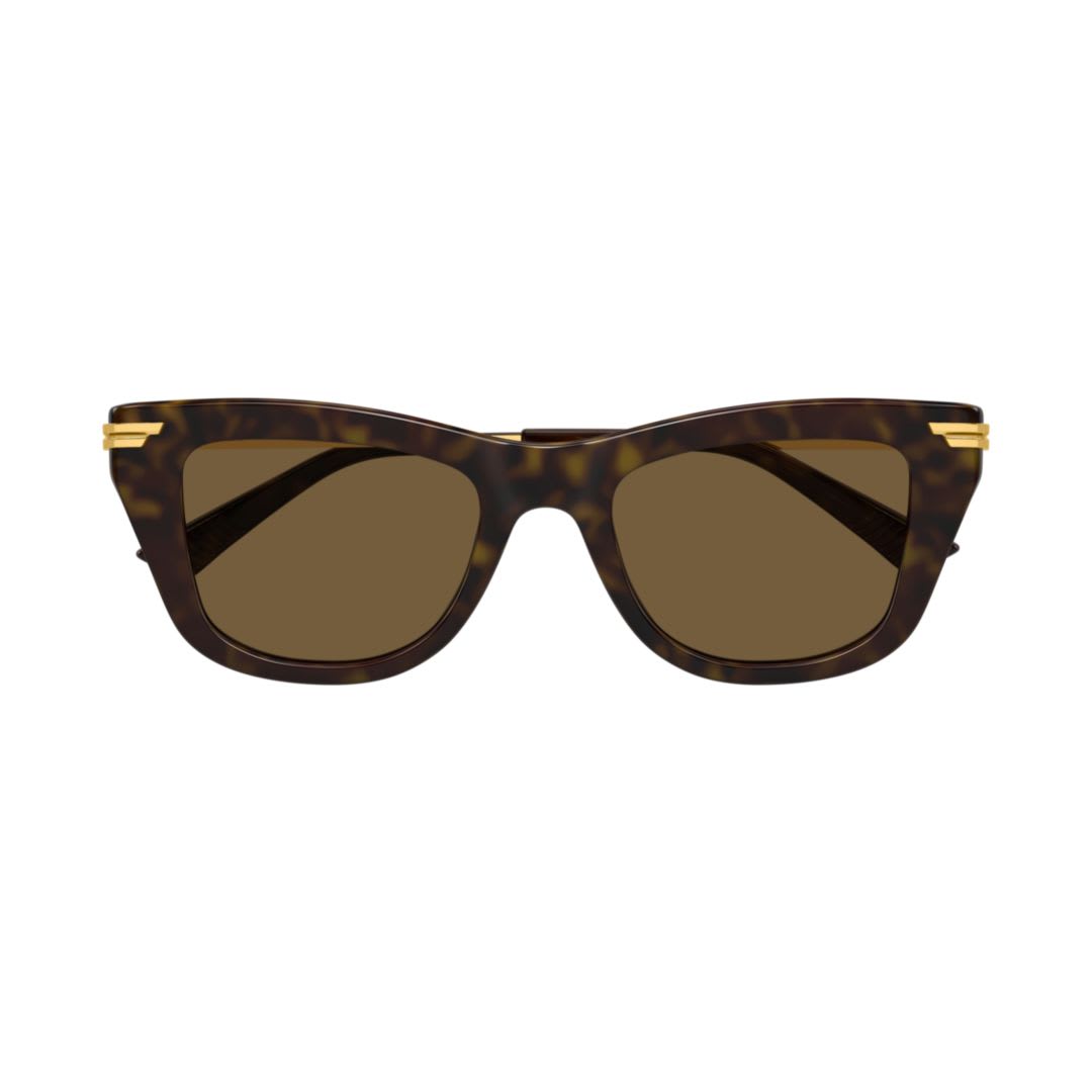 Bottega Veneta Havana-gold-brown Acetate Sunglasses In Brown