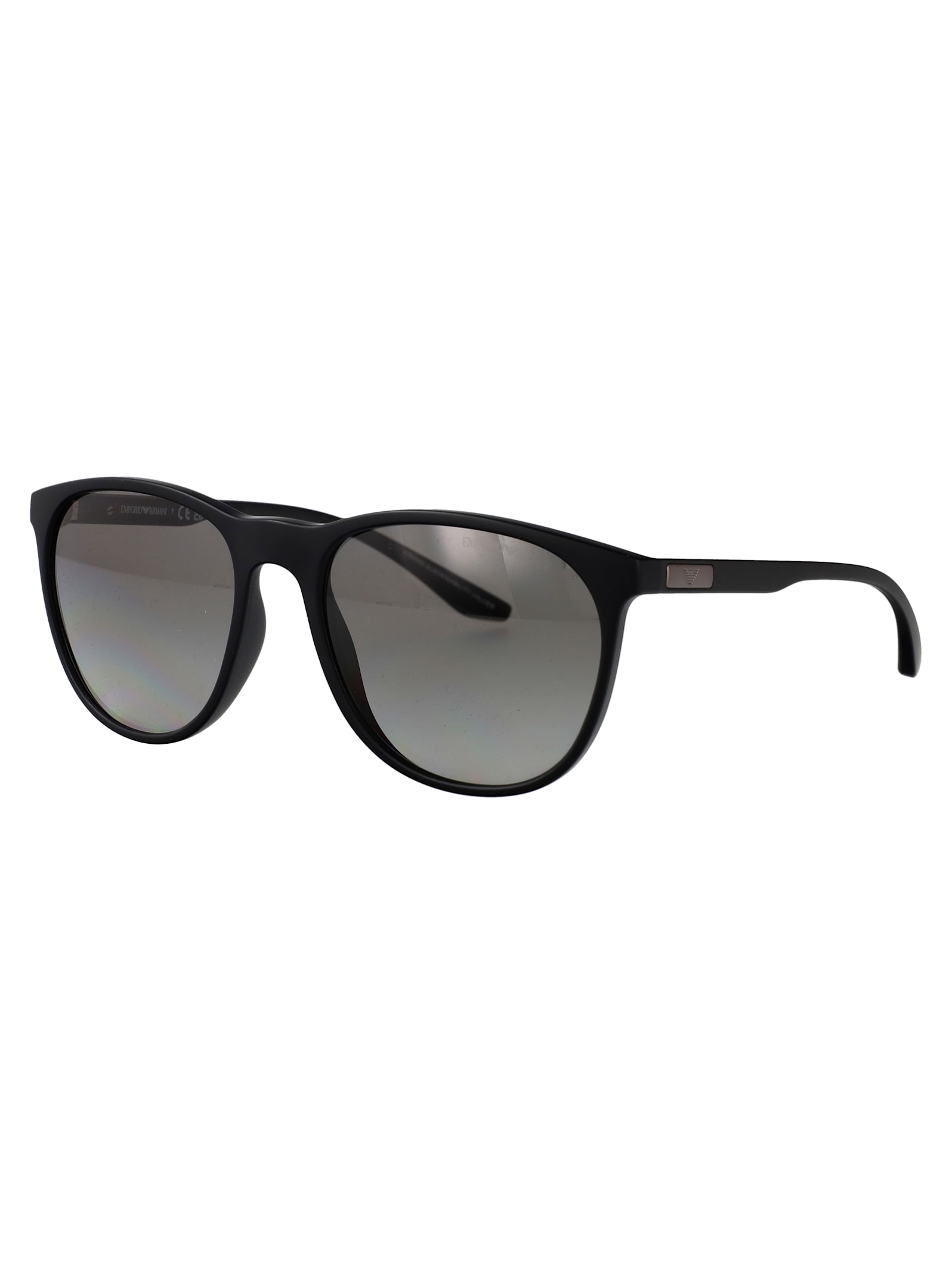 Emporio Armani Matte Black Injected Sunglasses In Black