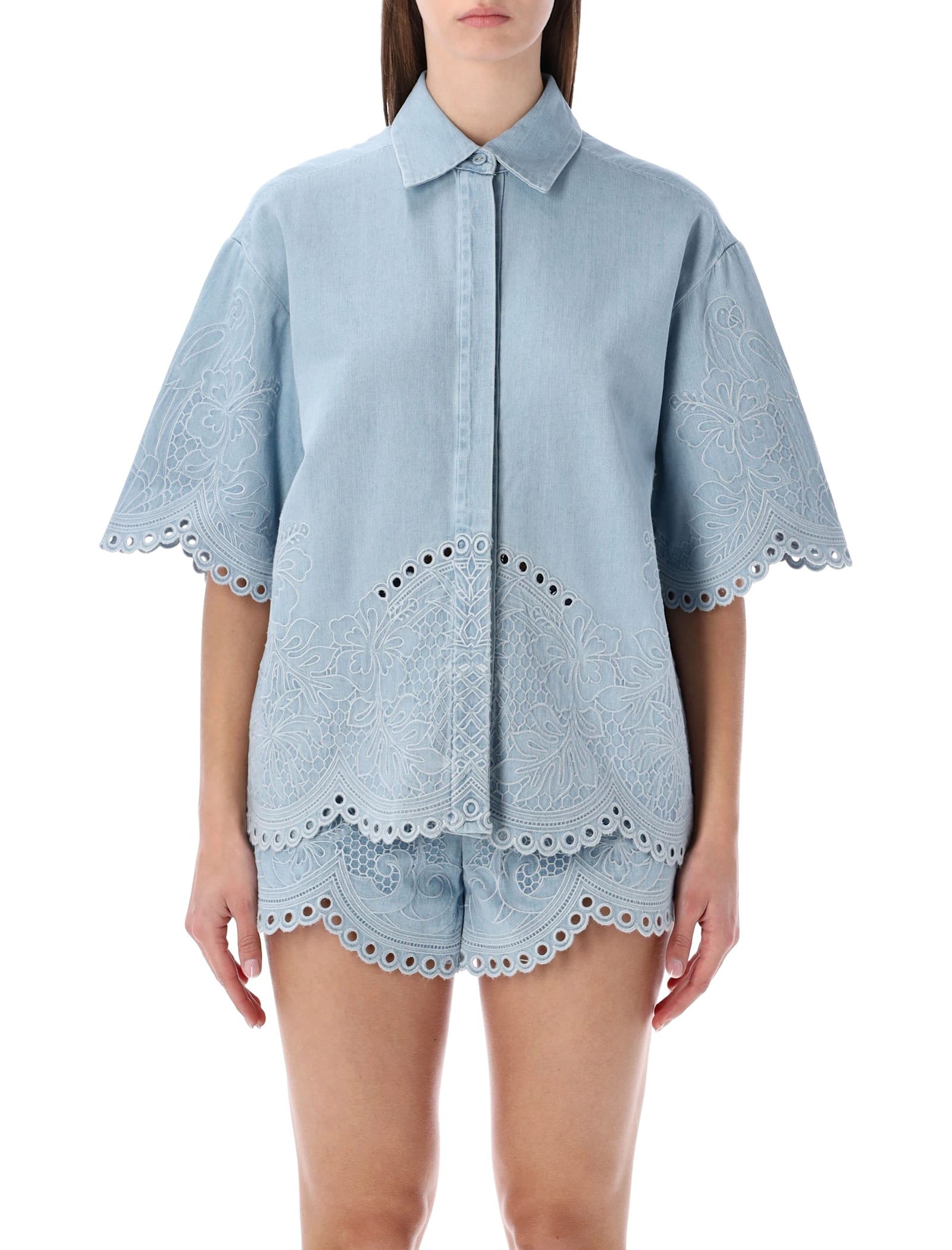 Zimmermann Daylight Embroidered Denim Shirt