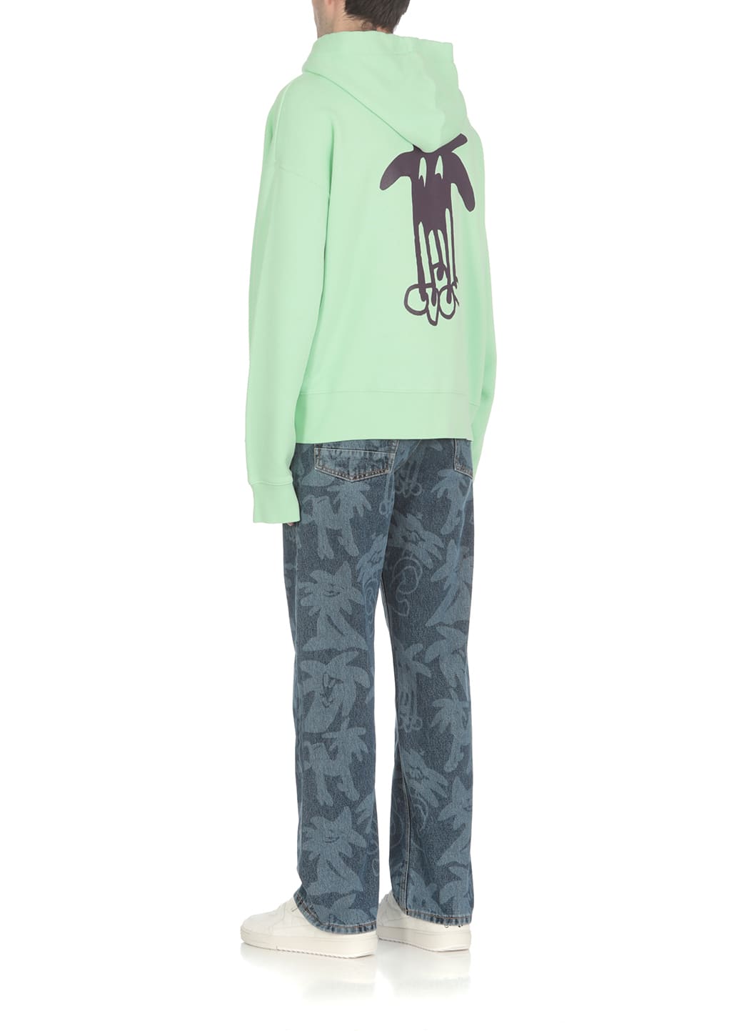 Palm Angels Cotton Hoodie In Green