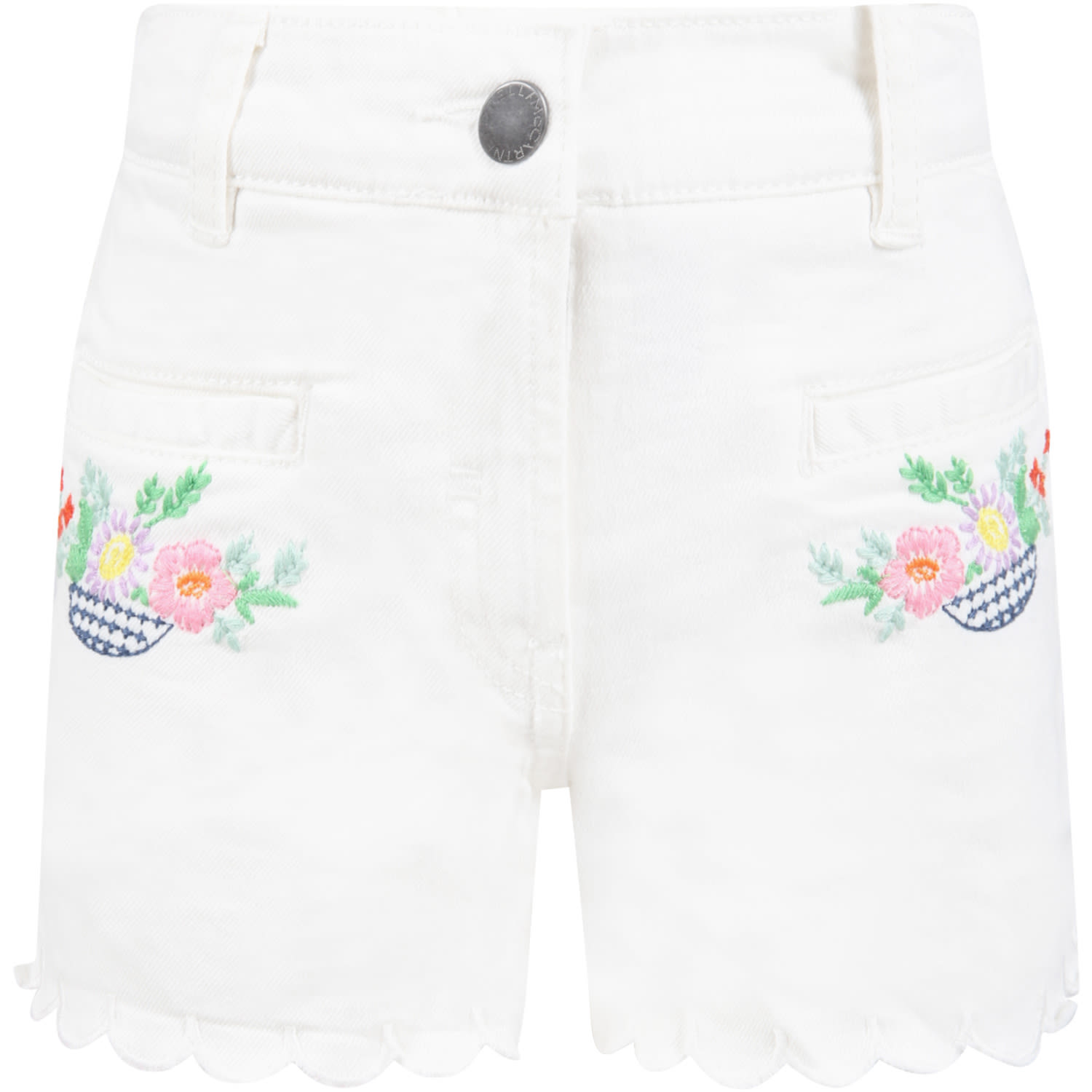 Stella McCartney Kids White Shorts For Baby Girl With Flowers