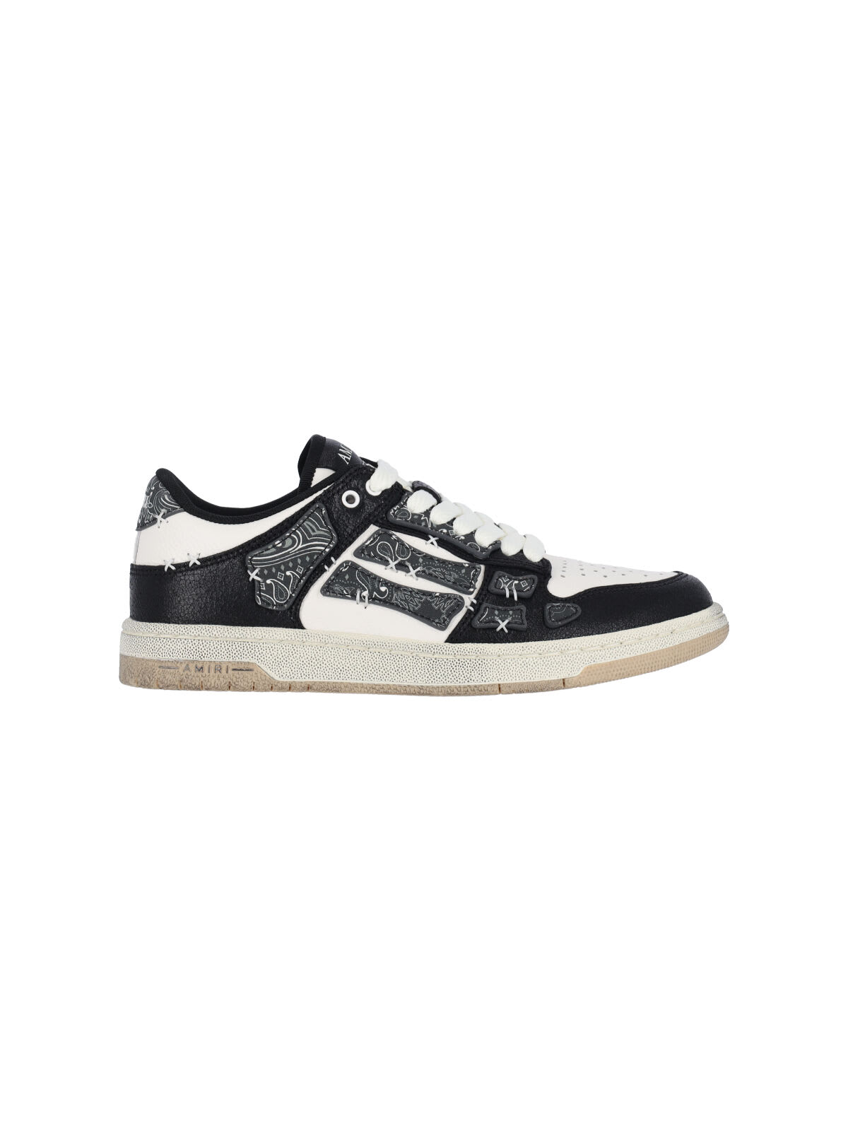 Amiri Skel Top Black Low Top Sneakers With Logo Patch On The Tongue And Logo Lettering On The Heel In Leat In Black