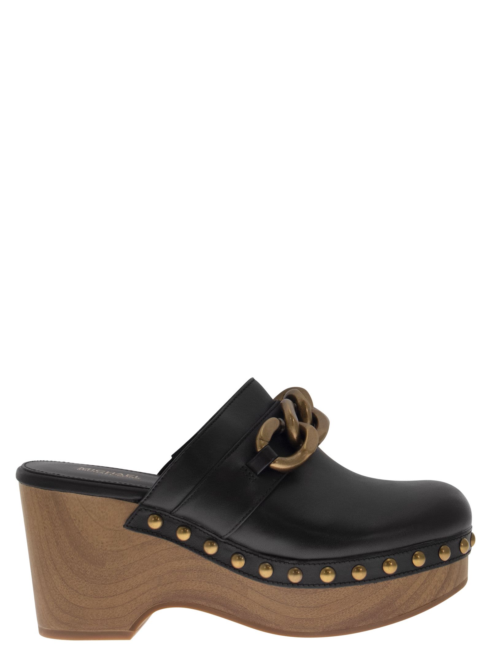 Michael Kors Scarlett Leather Clog With Decorations And Platform