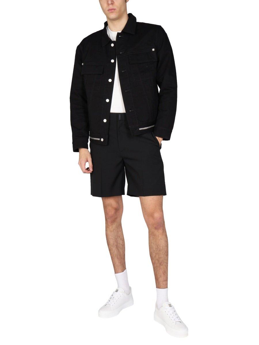 Shop Givenchy Logo Plaque Bermuda Shorts In Black
