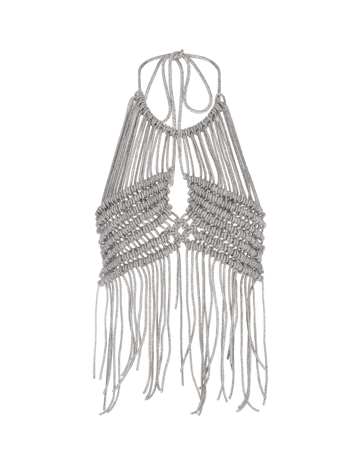 Giuseppe di Morabito Silver Crop Top With Fringes