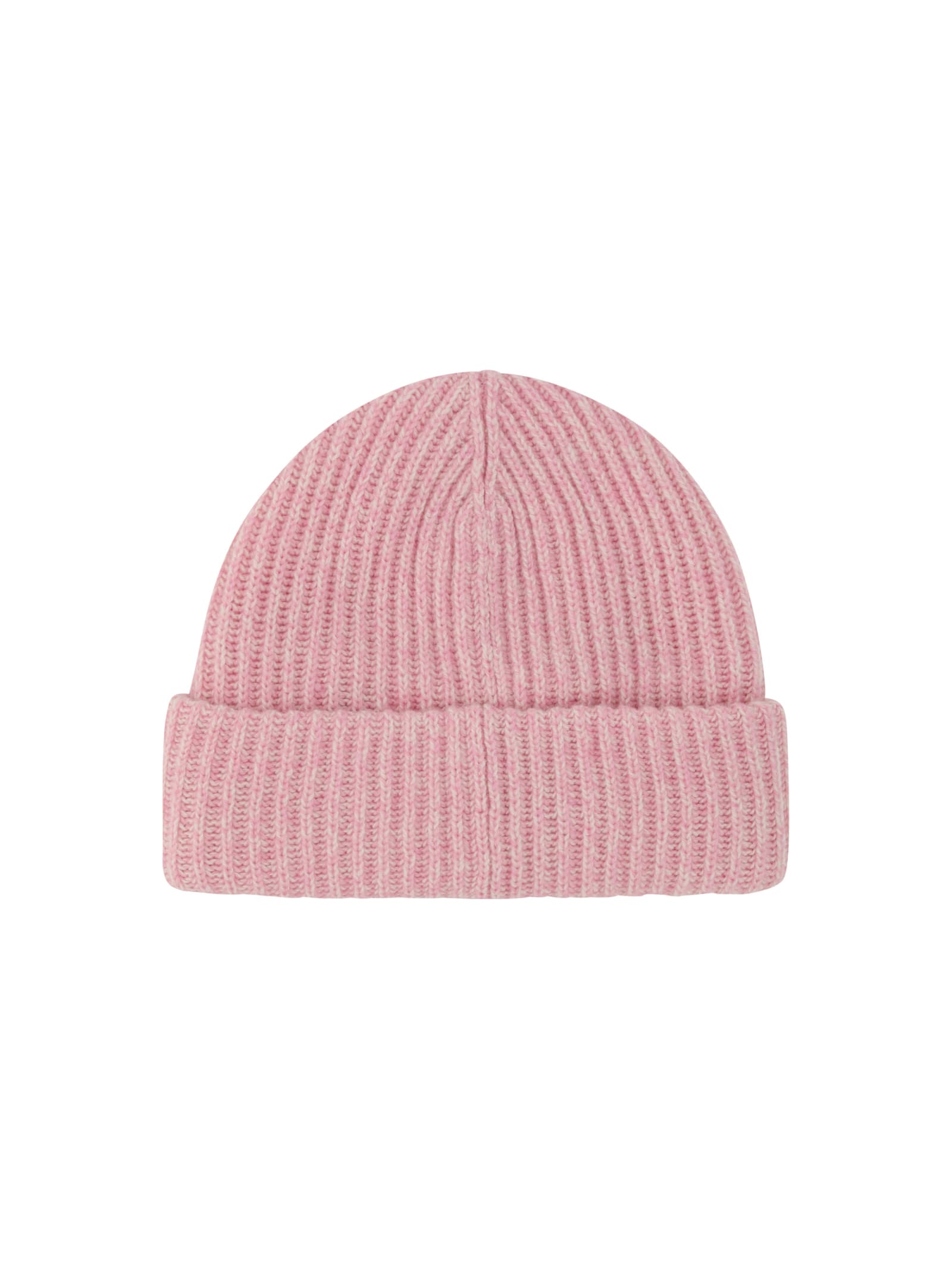 Ganni Wool-blend Light Structured Rib-knit Beanie In Pink