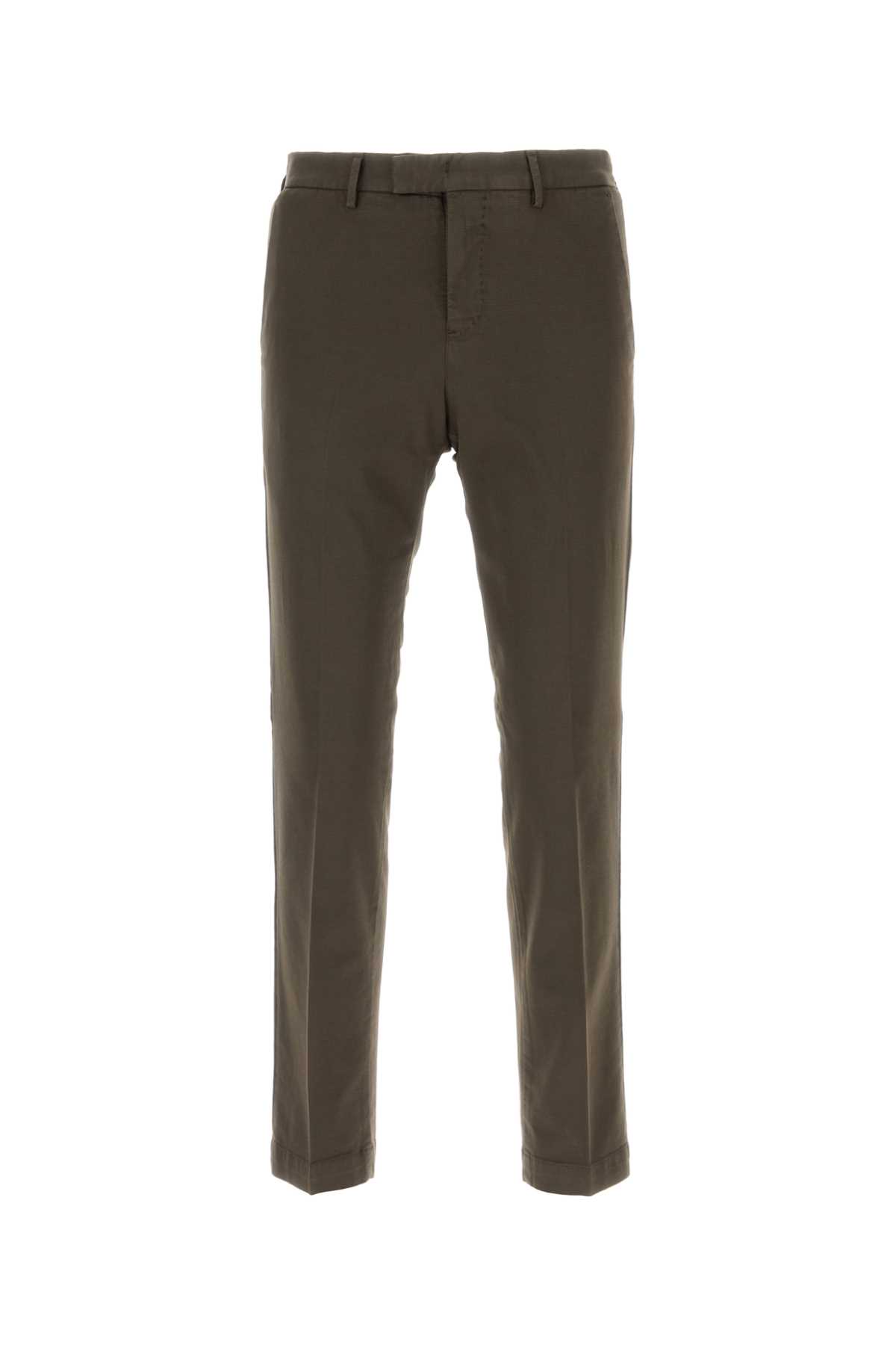 PT TORINO BROWN STRETCH COTTON BLEND PANT