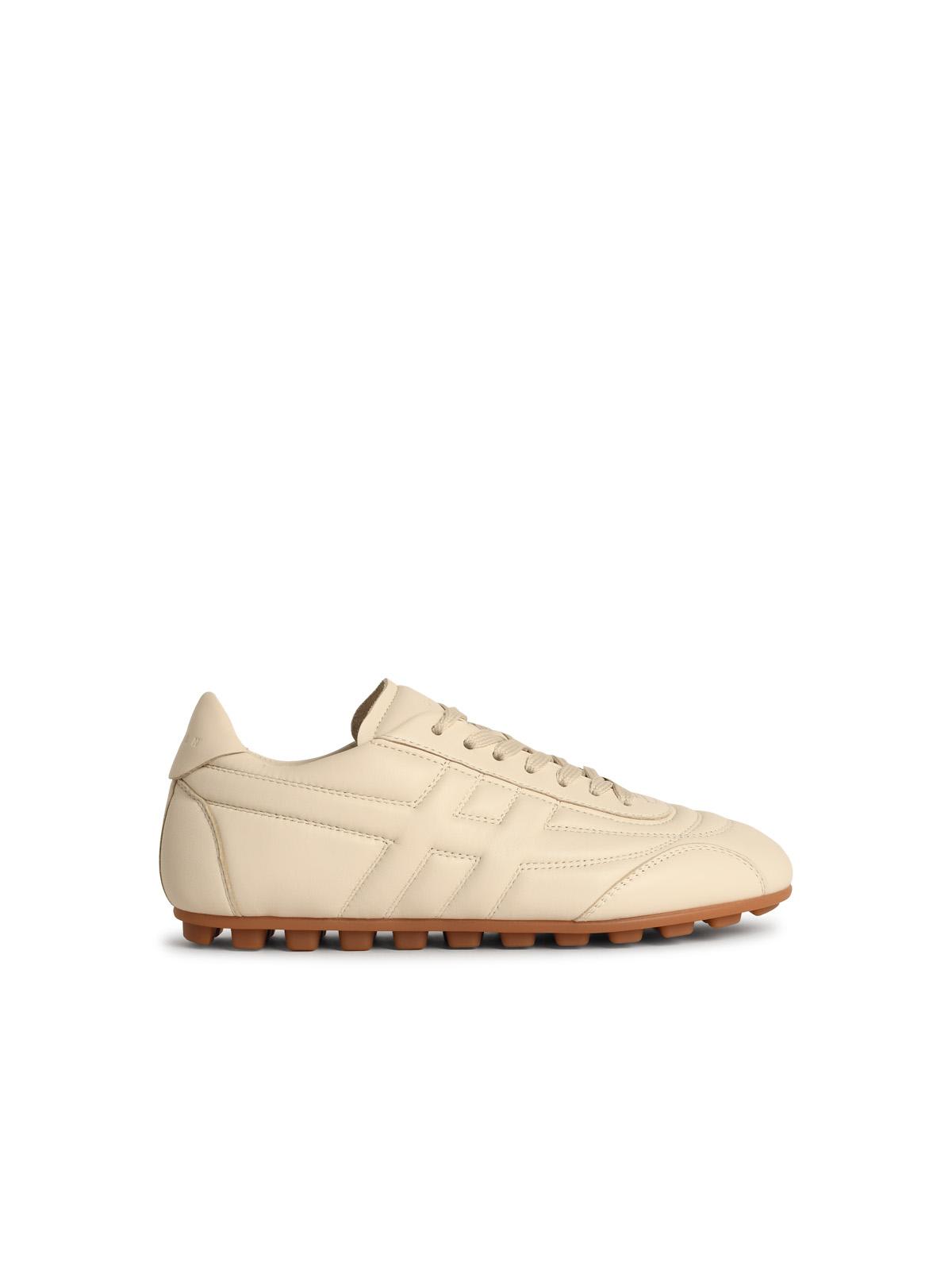 Hogan H693 Yogurt-colored Smooth Leather Sneakers In Neutral