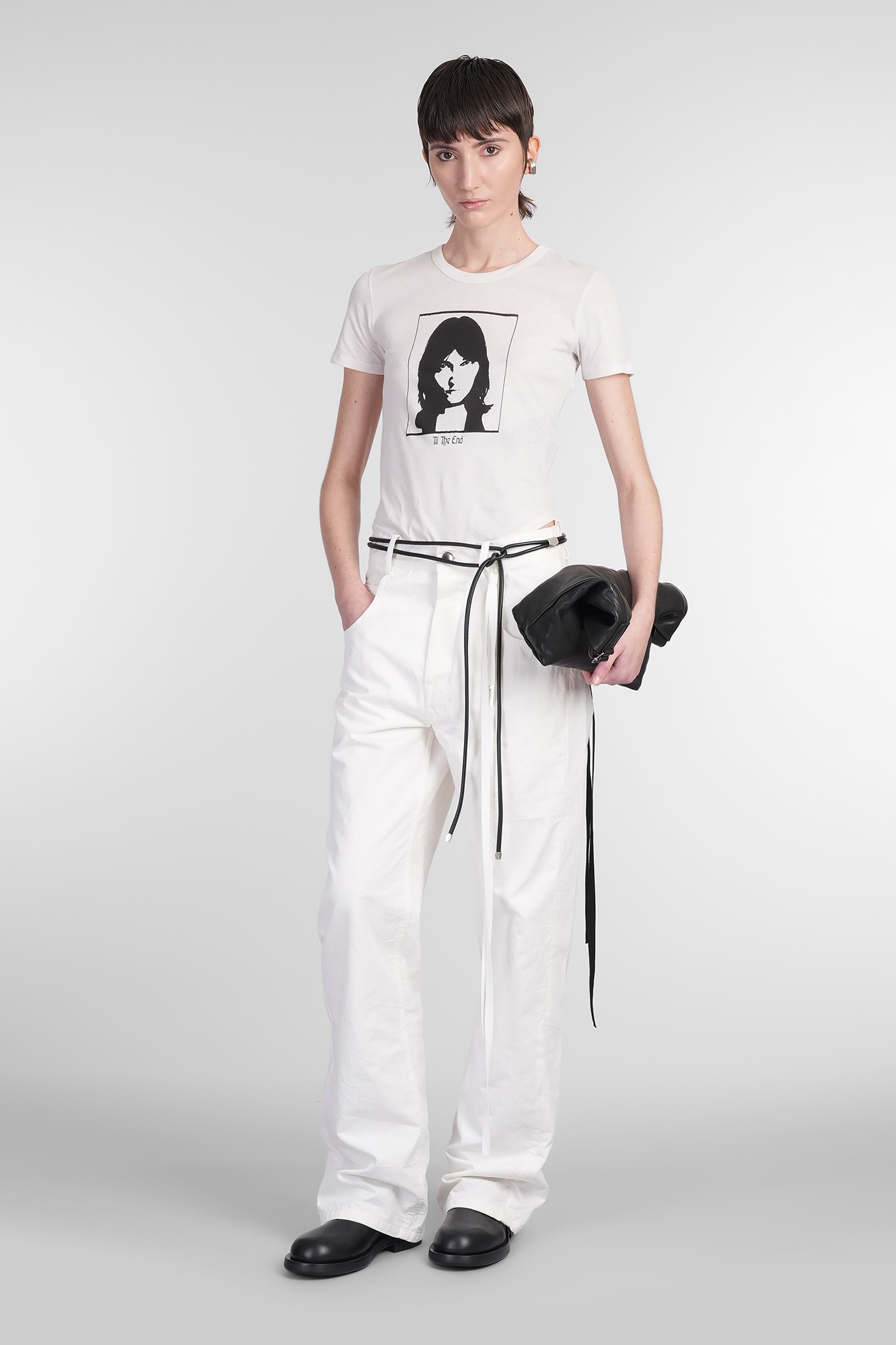 Ann Demeulemeester Georgette ''fino Alla Fine'' Micro T-shirt In Beige