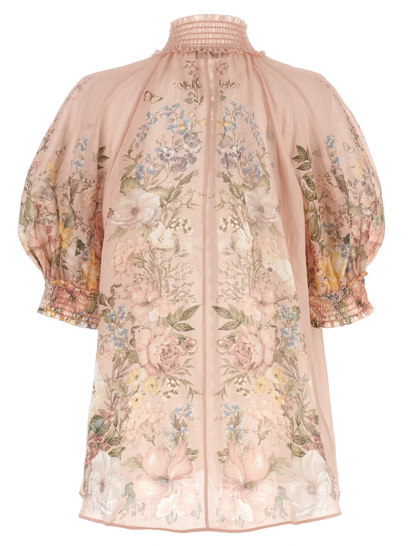 Shop Zimmermann Waverly Short Sleeve Shirt In Pink