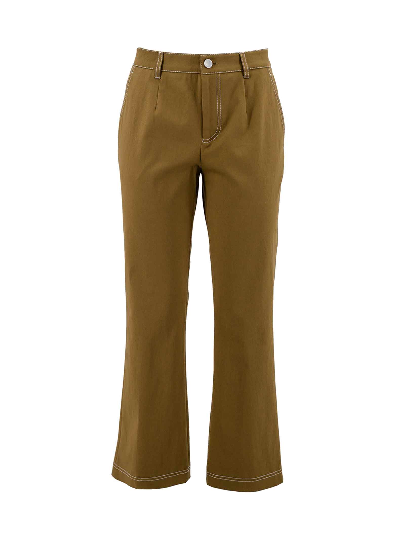 Red Valentino Cotton Blend Trousers In Militar Green