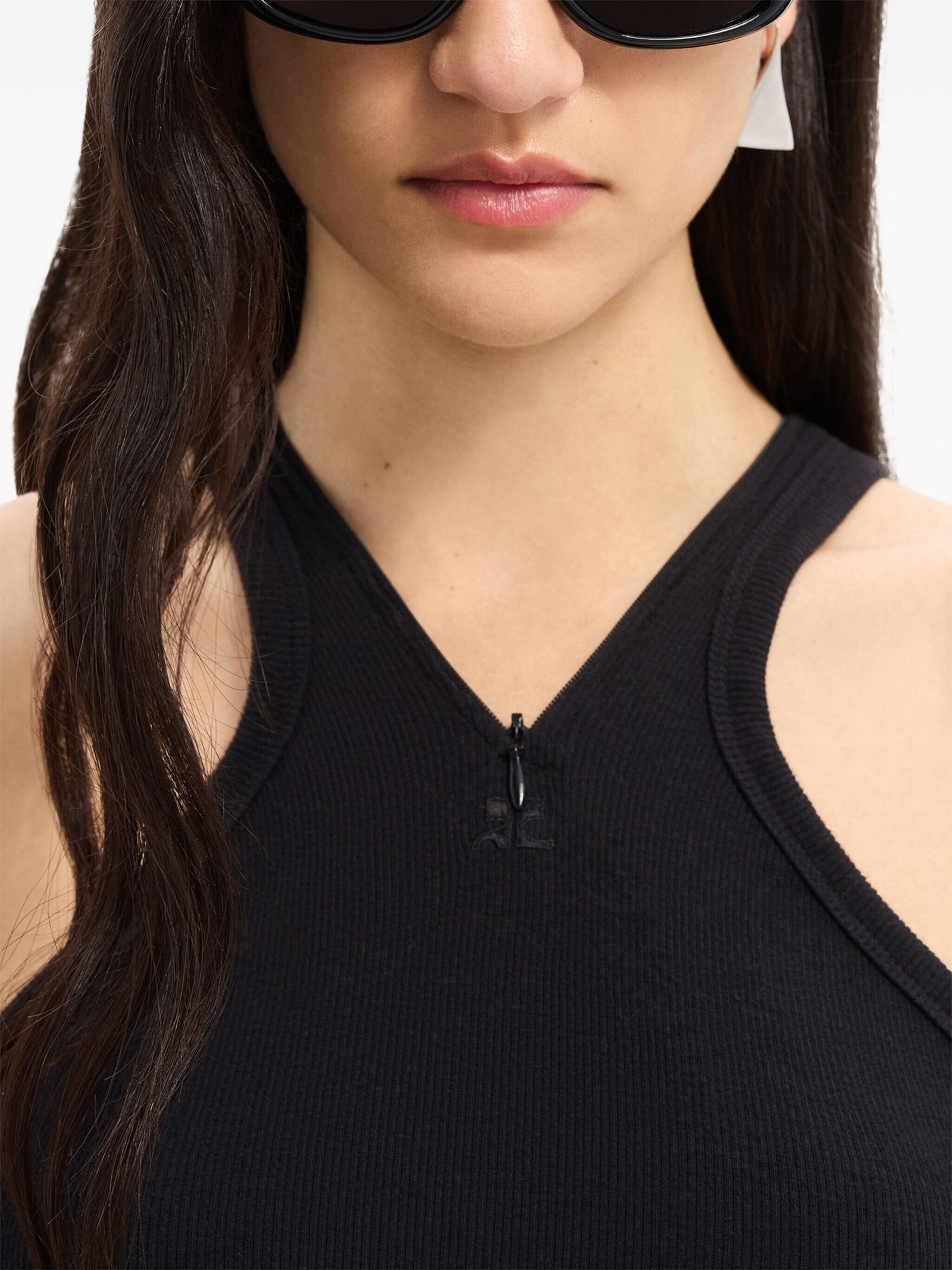 Shop Courrèges Logo Top In Black