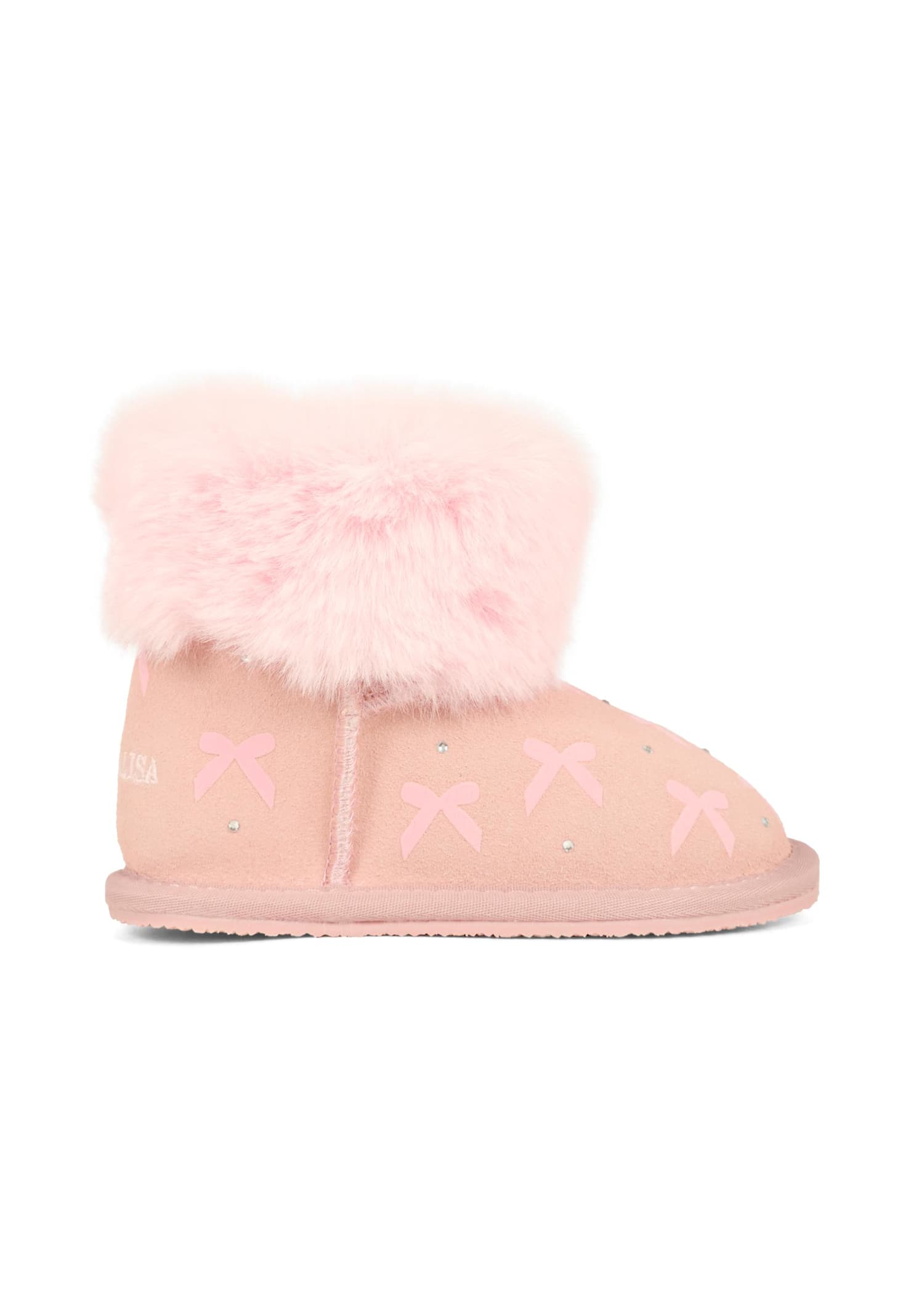 Monnalisa Pink Ankle Boots For Girl With Bow In Pink
