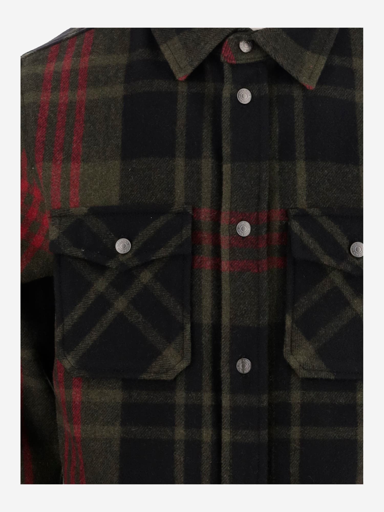 Shop Woolrich Check Pattern Wool Shirt In Red