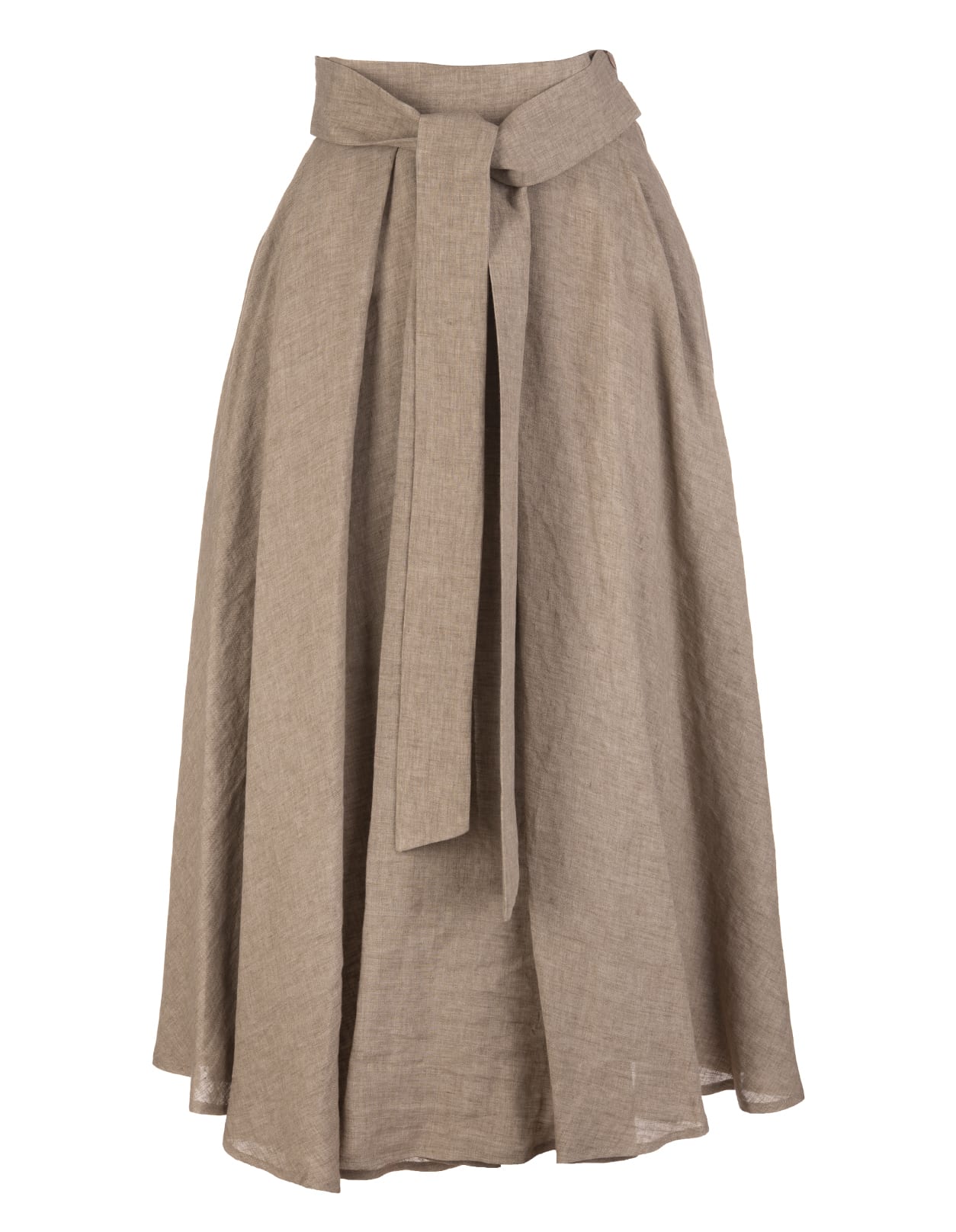 Fabiana Filippi Acorn-colored Linen Midi Skirt