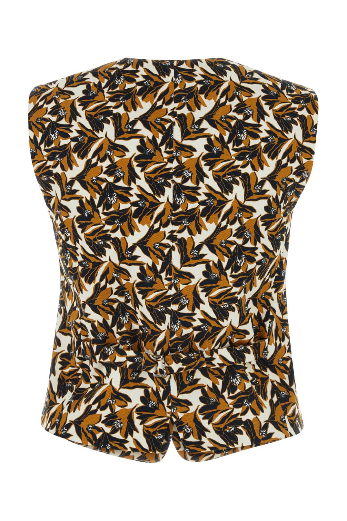 Weekend Max Mara Printed Stretch Cotton Afelio1234 Vest In Cuoio