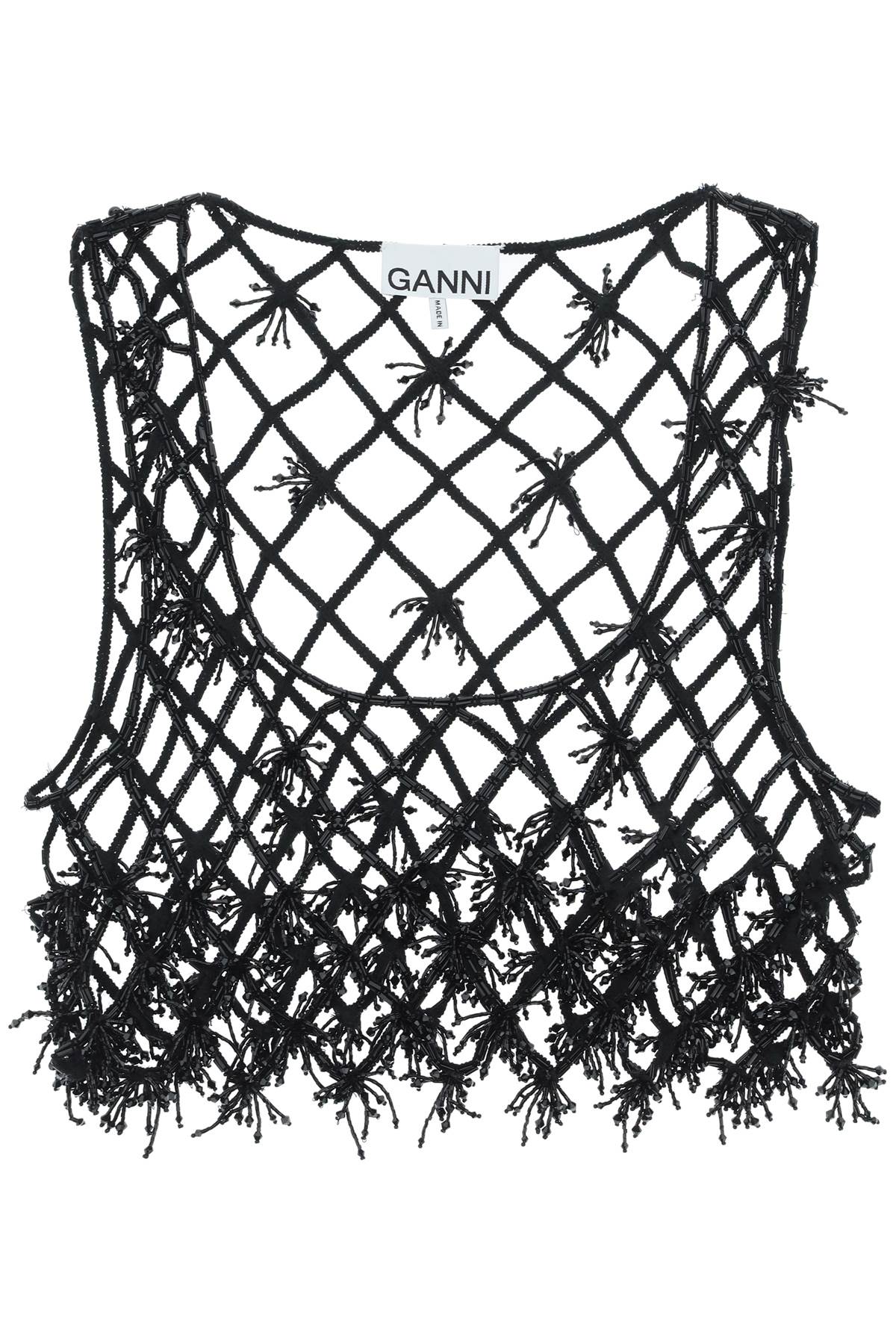 Ganni Beaded Netting Top