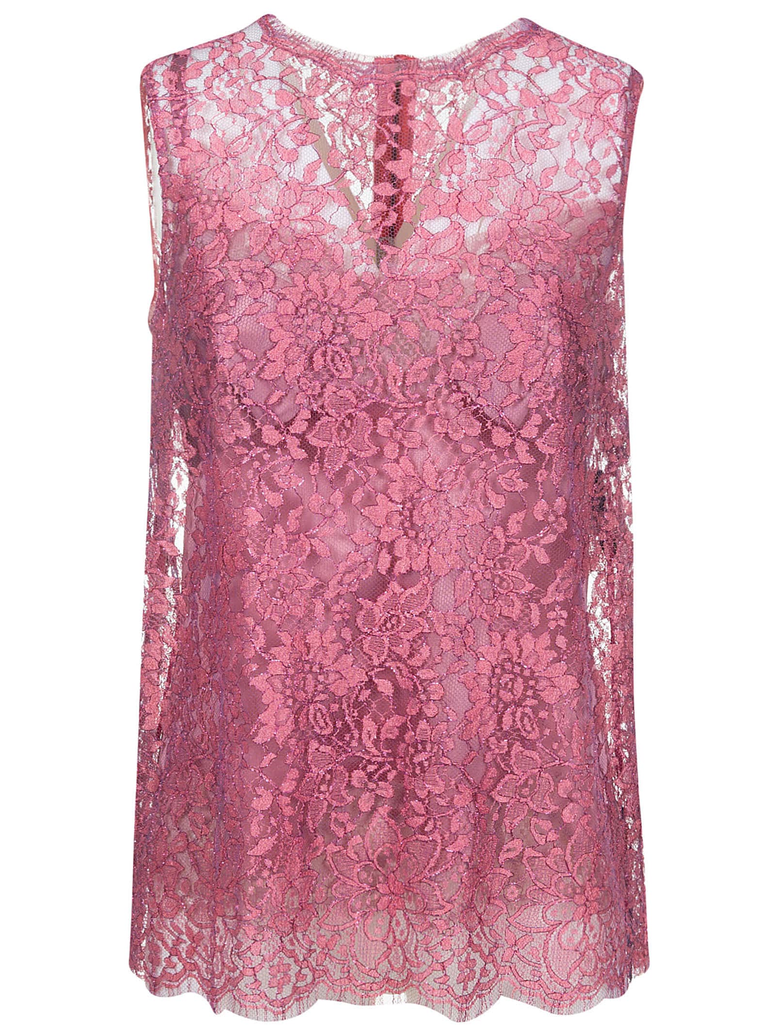 DOLCE & GABBANA FLORAL SLEEVELESS LACE TOP,11236290