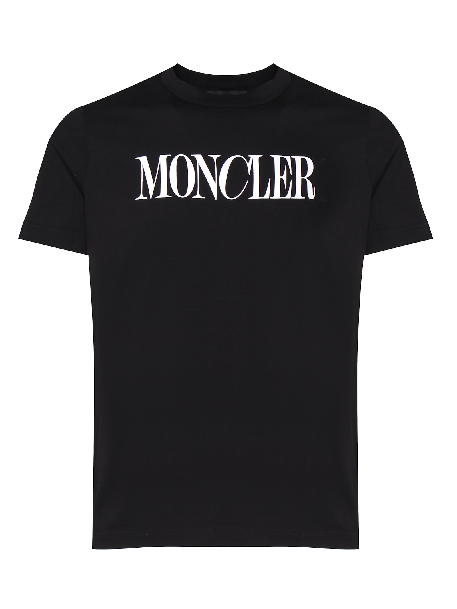 Shop Moncler Logo Printed Crewneck T-shirt In Black