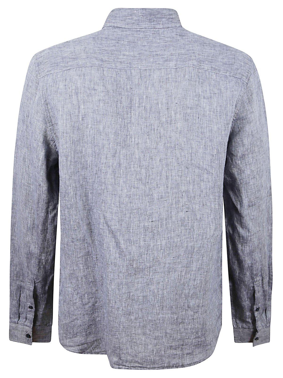 Shop Michael Kors Slub-texture Curved Hem Shirt In Midnight
