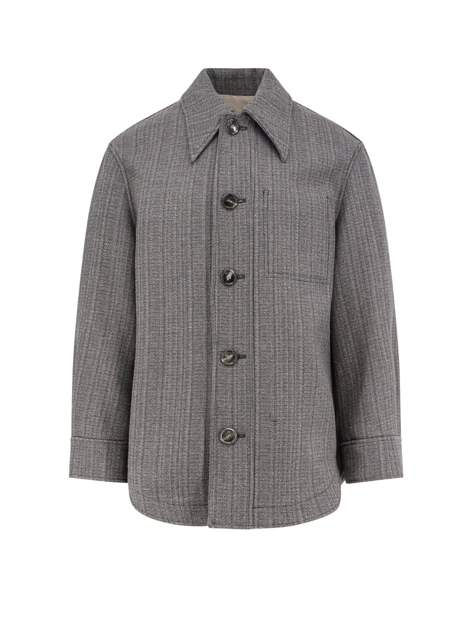 Ami Alexandre Mattiussi Ami Paris Herringbone Overshirt In Gray