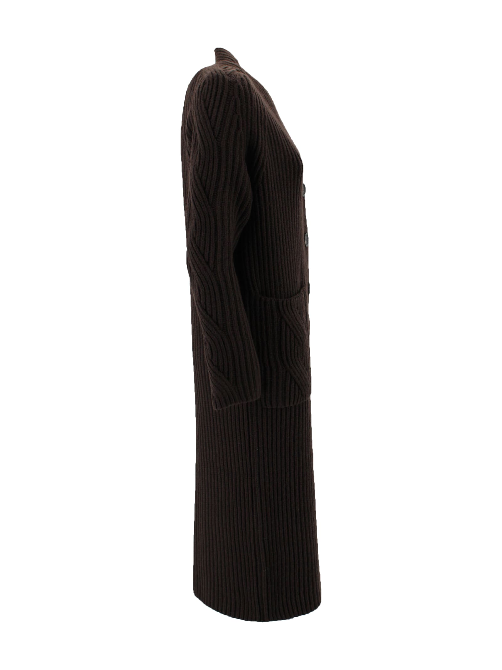 D Exterior Long Corduroy Coat In Brown