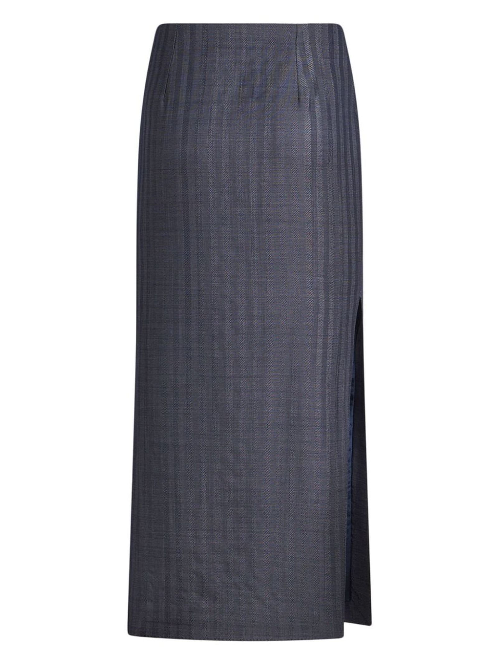 Shop Etro Pencil Midi Skirt In Wool-blend Fabric In Grey