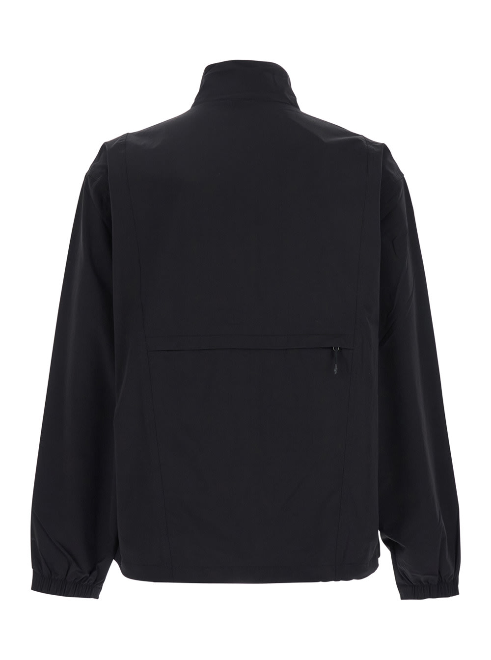 Shop The North Face Black Jacket With High Neck And Embossed Logo On The Front In Tech Fabric Stretch Man