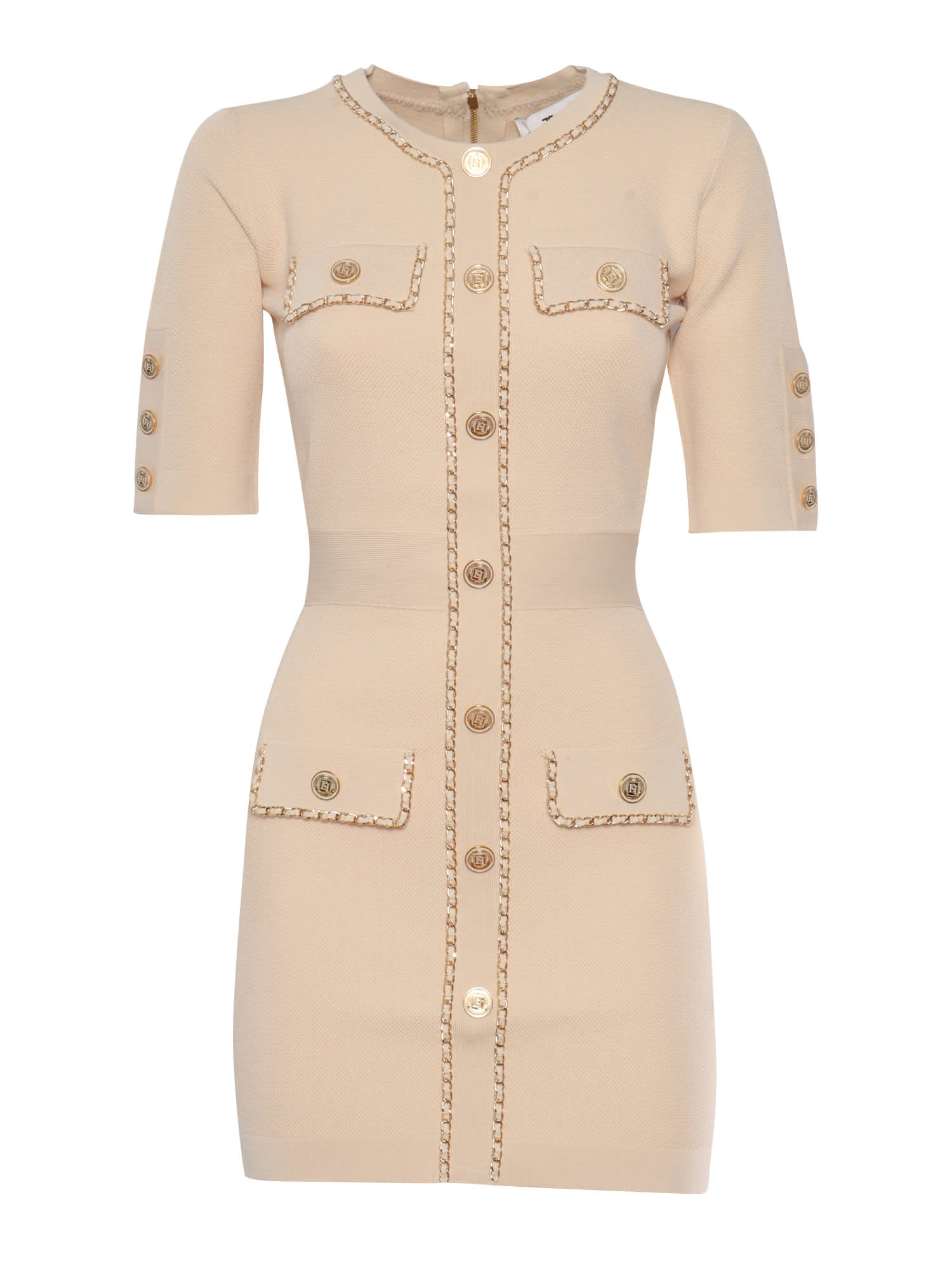 Shop Elisabetta Franchi Knitted Dress In White