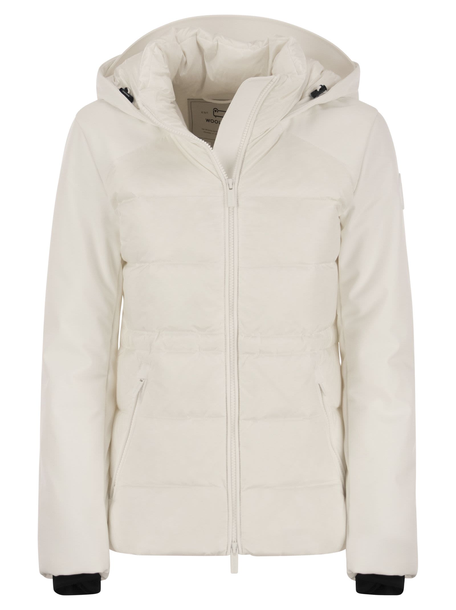 Shop Woolrich Quilted Down Jacket With Hood In White
