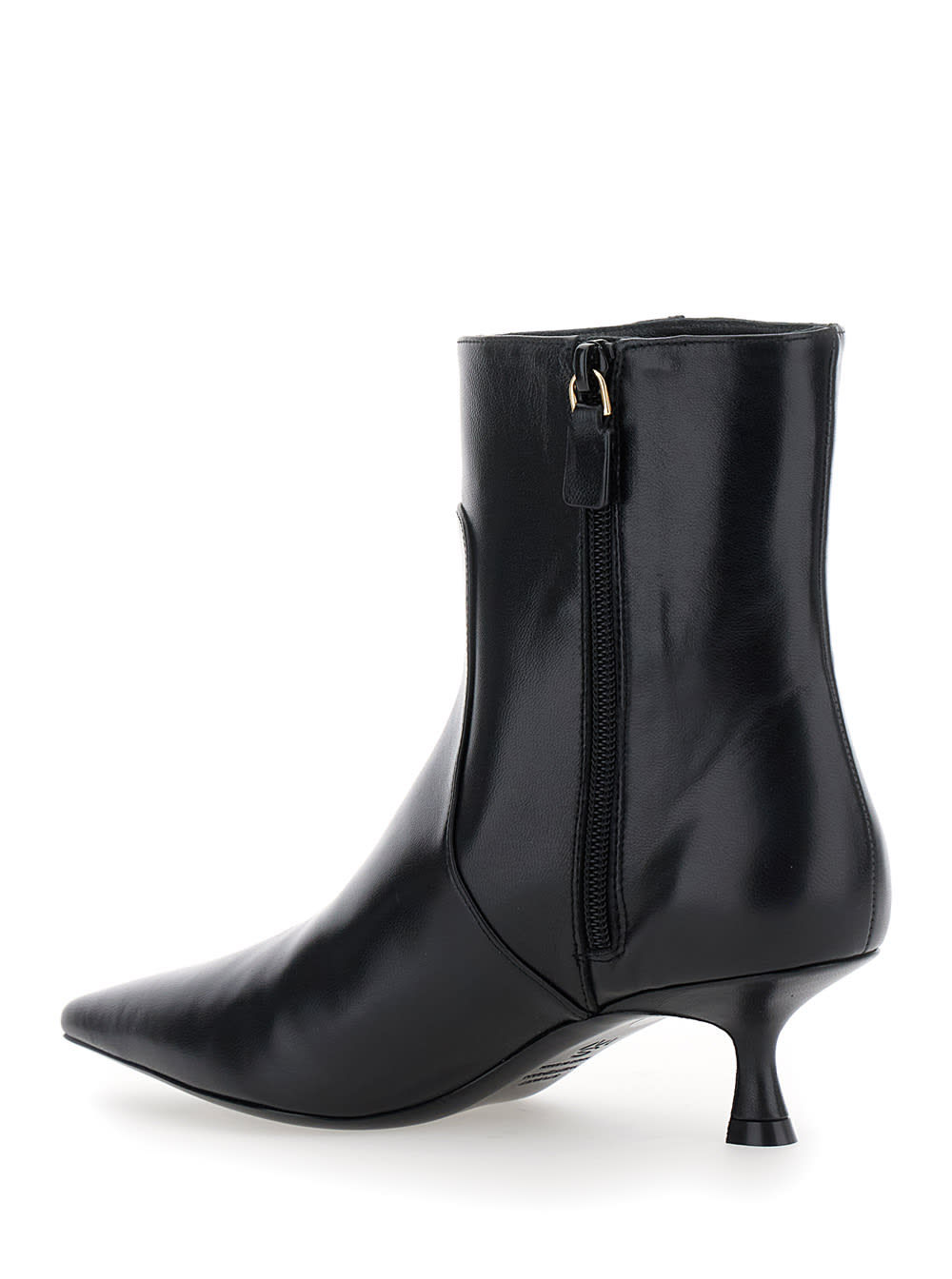 Shop Stuart Weitzman Naomi Black Ankle Boots With Kitten Heel In Leather Woman