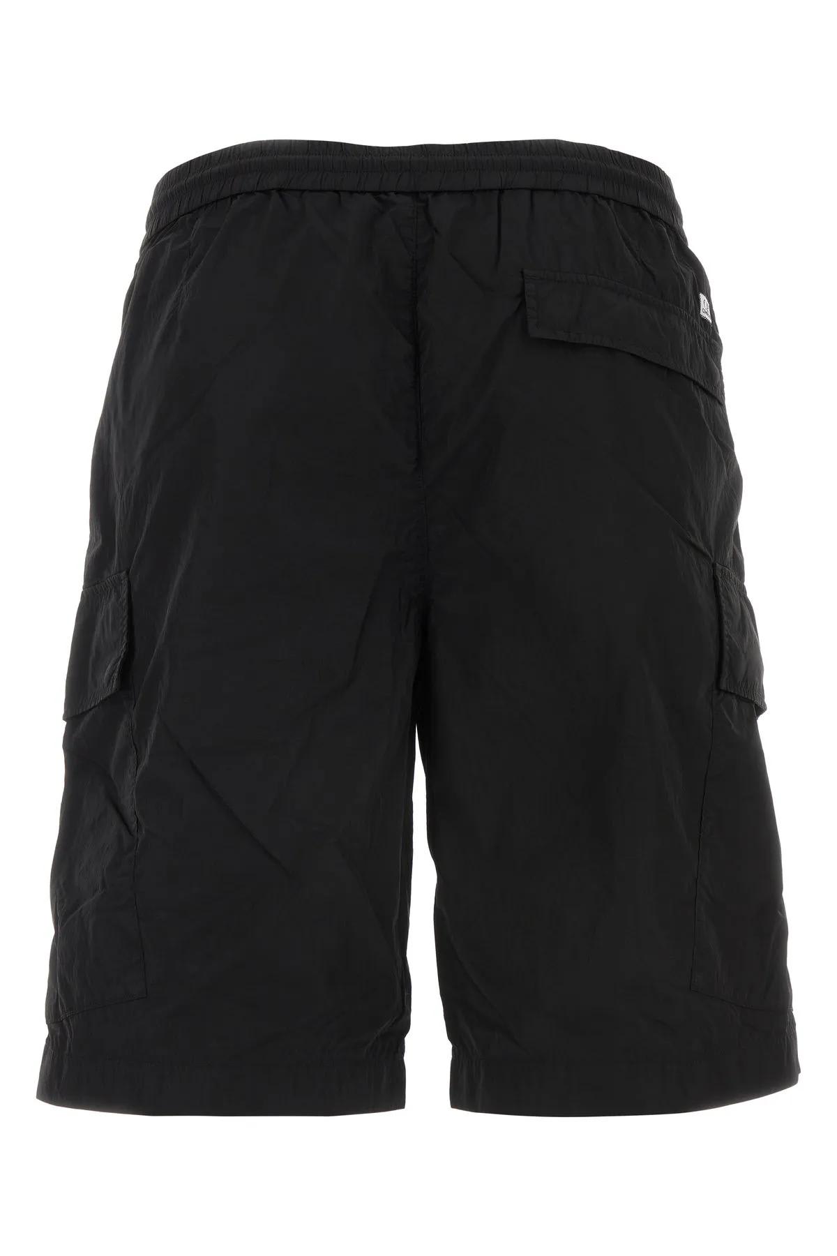 Shop C.p. Company Black Nylon Bermuda Shorts In Nero