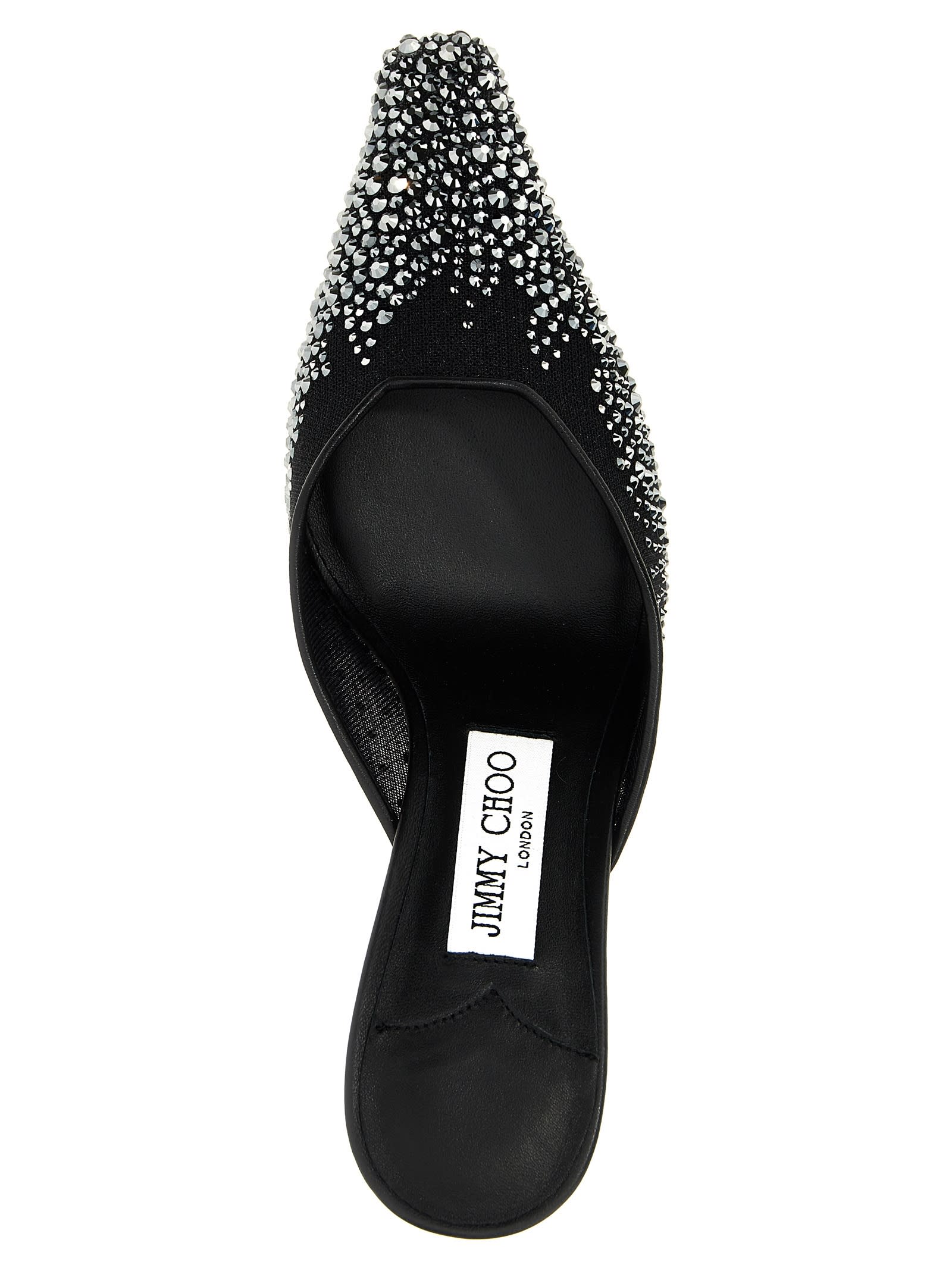 Jimmy Choo Vivi 65 Mesh Embellished Mules In Black