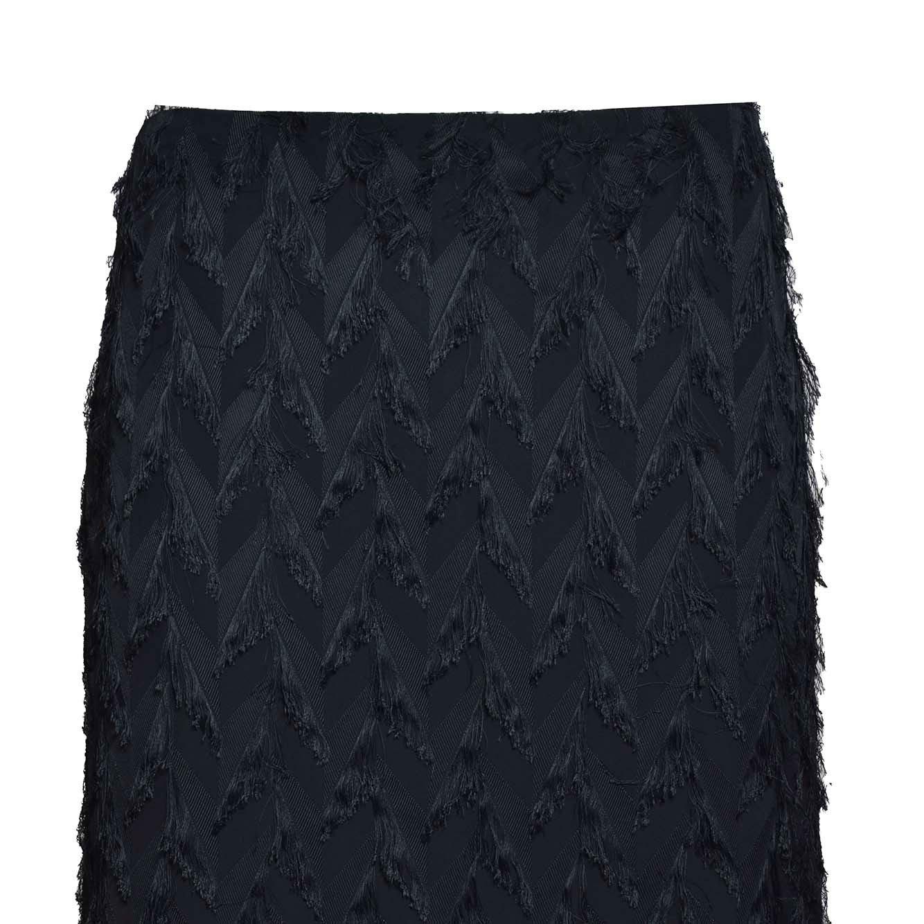 Shop Msgm Fringe Detailed Midi Skirt In Nero