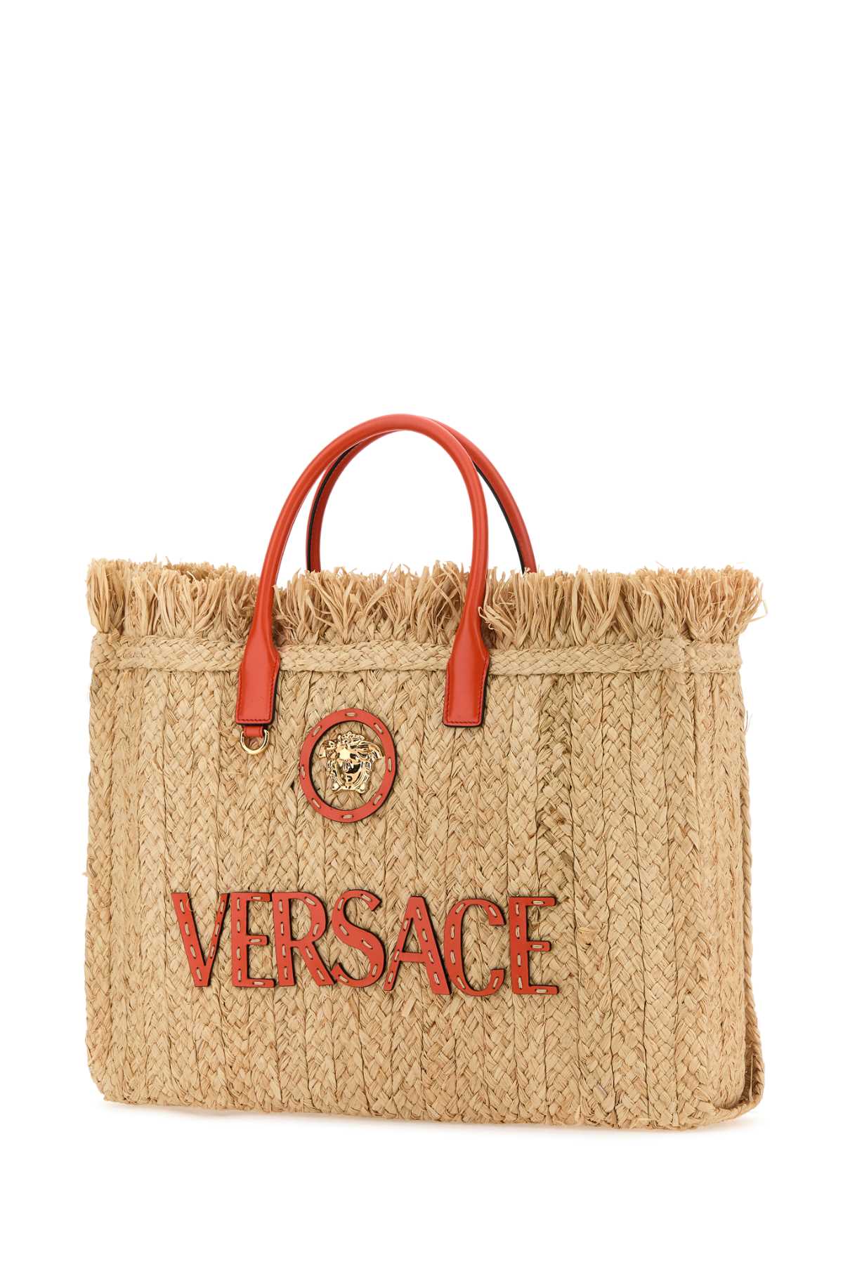 Shop Versace Raffia La Medusa Shopping Bag In 2kk7v