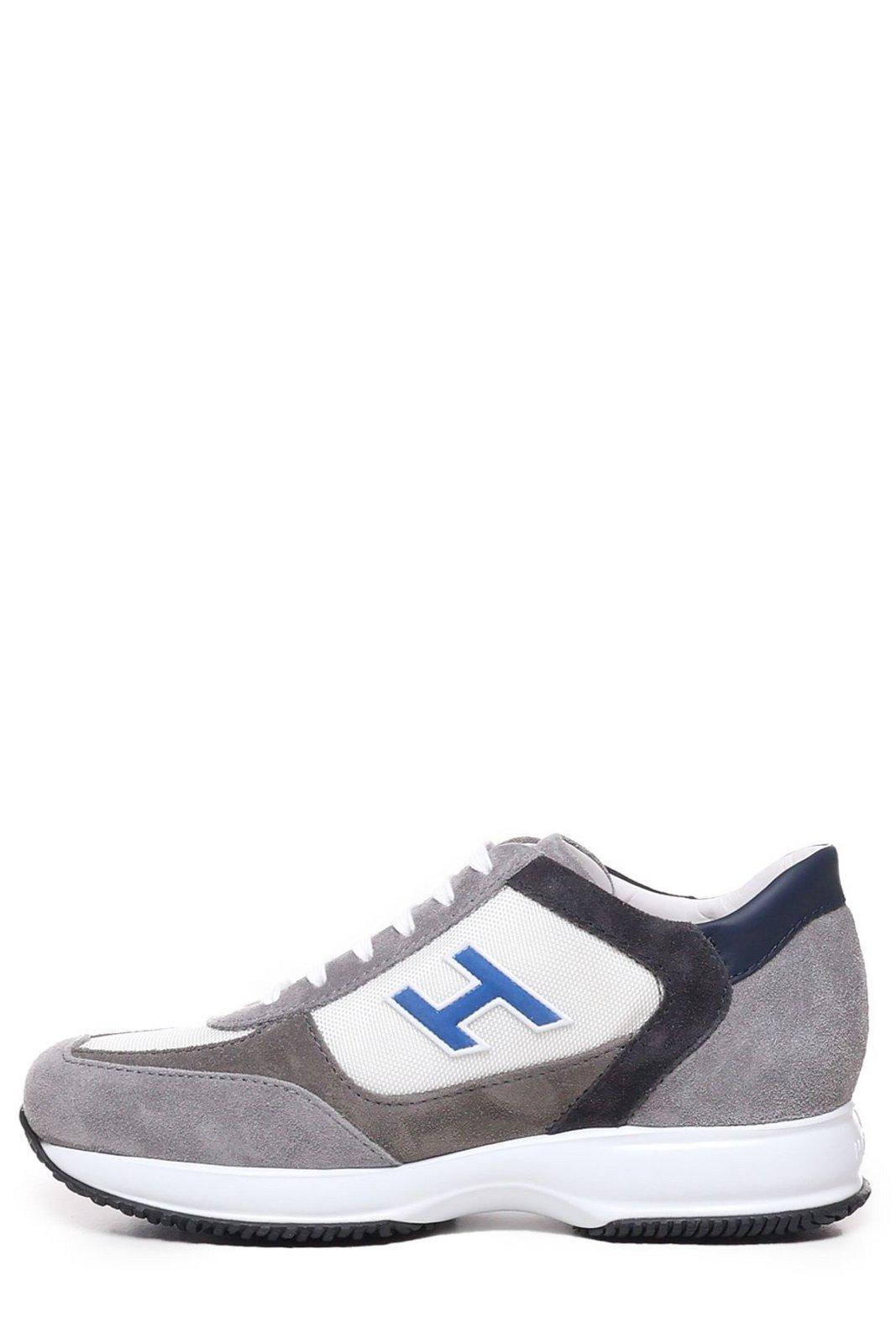 Shop Hogan Interactive Lace-up Sneakers In Grey, Blue, White