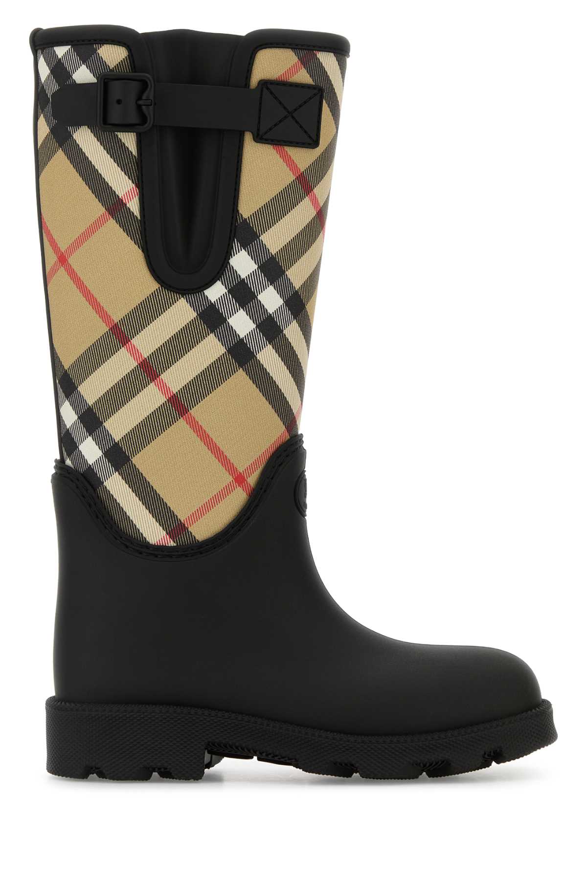 Burberry Rubber Marsh Checked Nylon And Rubber Rain Boots In Black