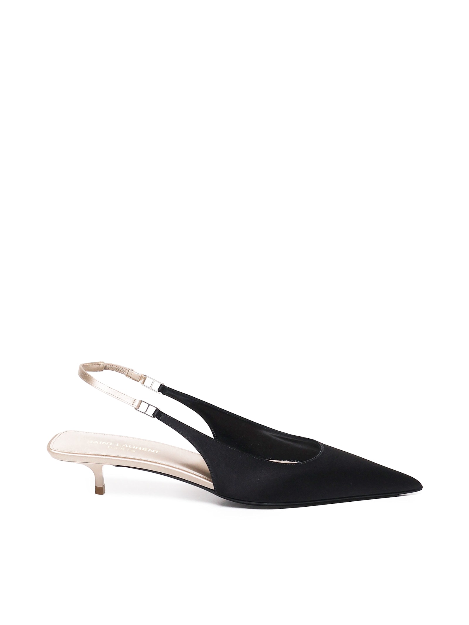 Shop Saint Laurent Slingback Cherish In Nero Partridge Pink