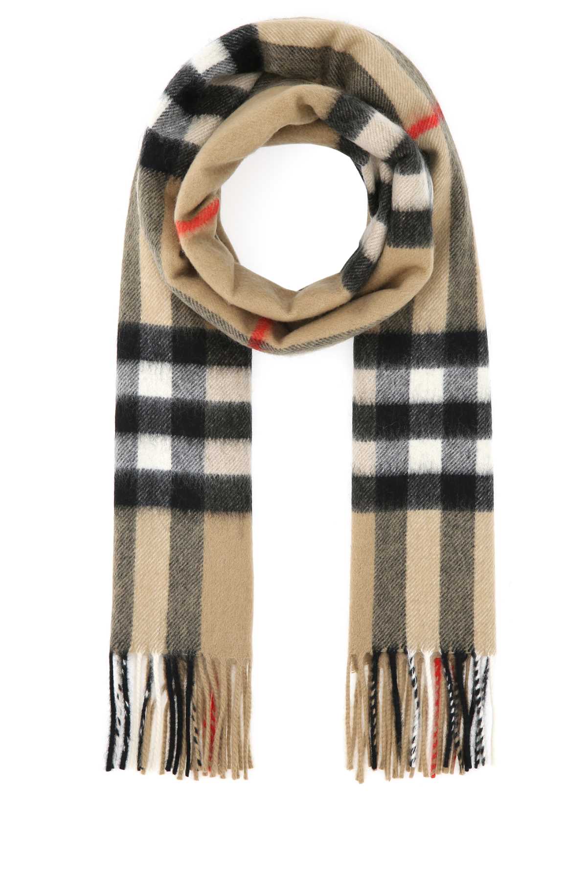 Shop Burberry Embroidered Cashmere Scarf In Archivebeige