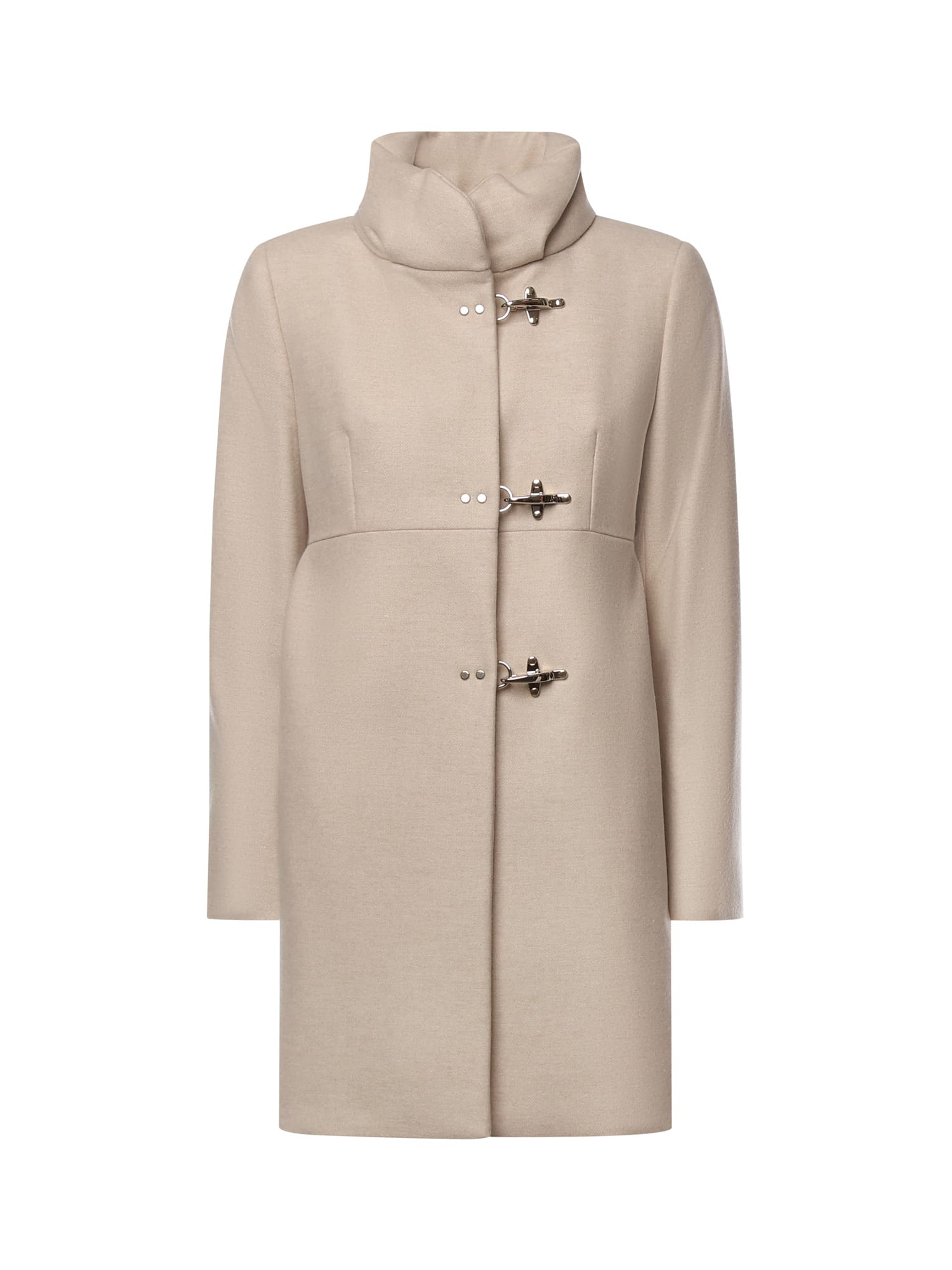 Fay Romantic Coat In Melange Wool Cloth In White