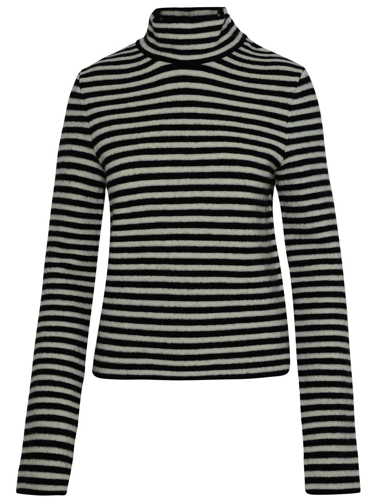 Striped Turtleneck Sweater In Two-tone Wool
