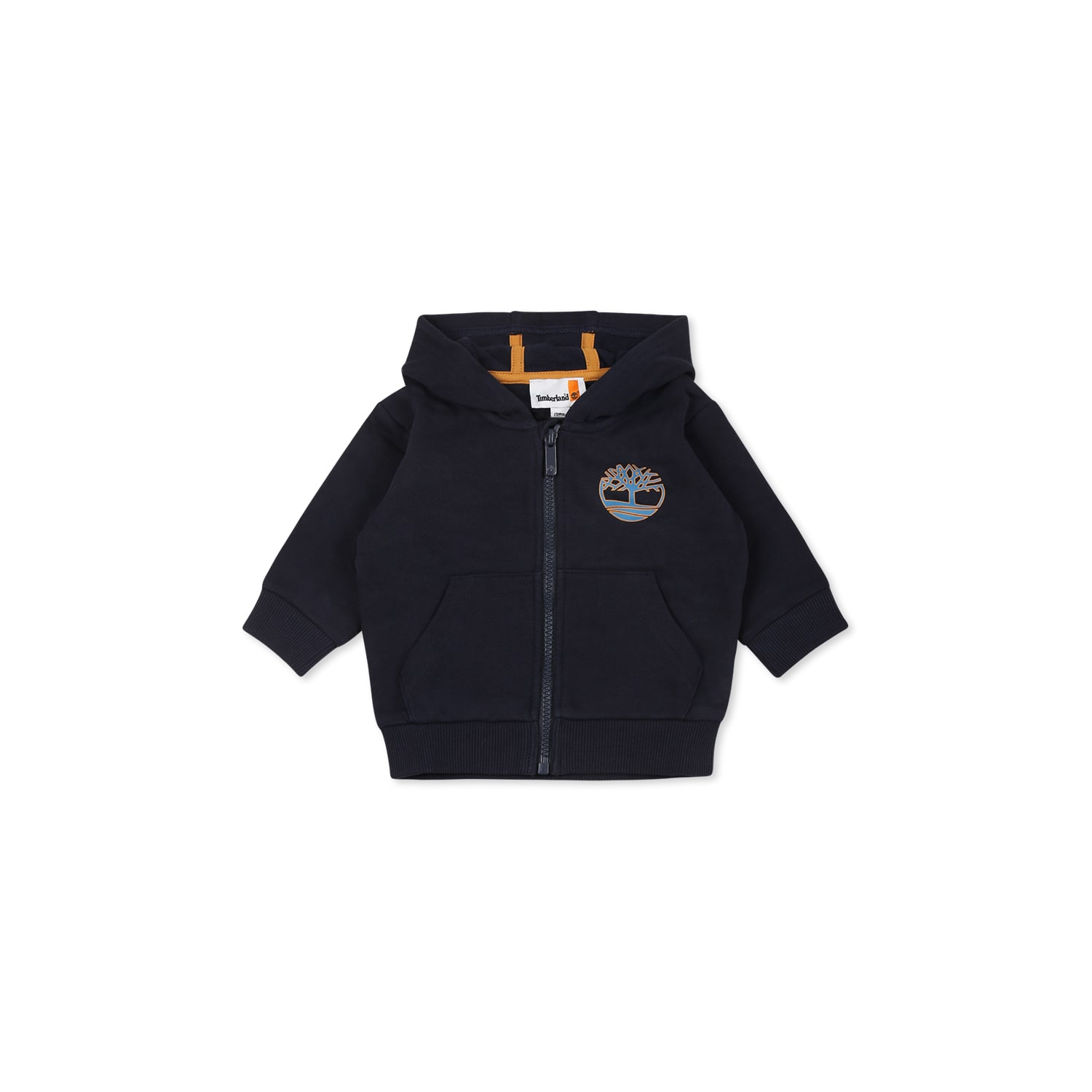 Timberland Blue Sweatshirt For Baby Boy With Tree Print In Blue